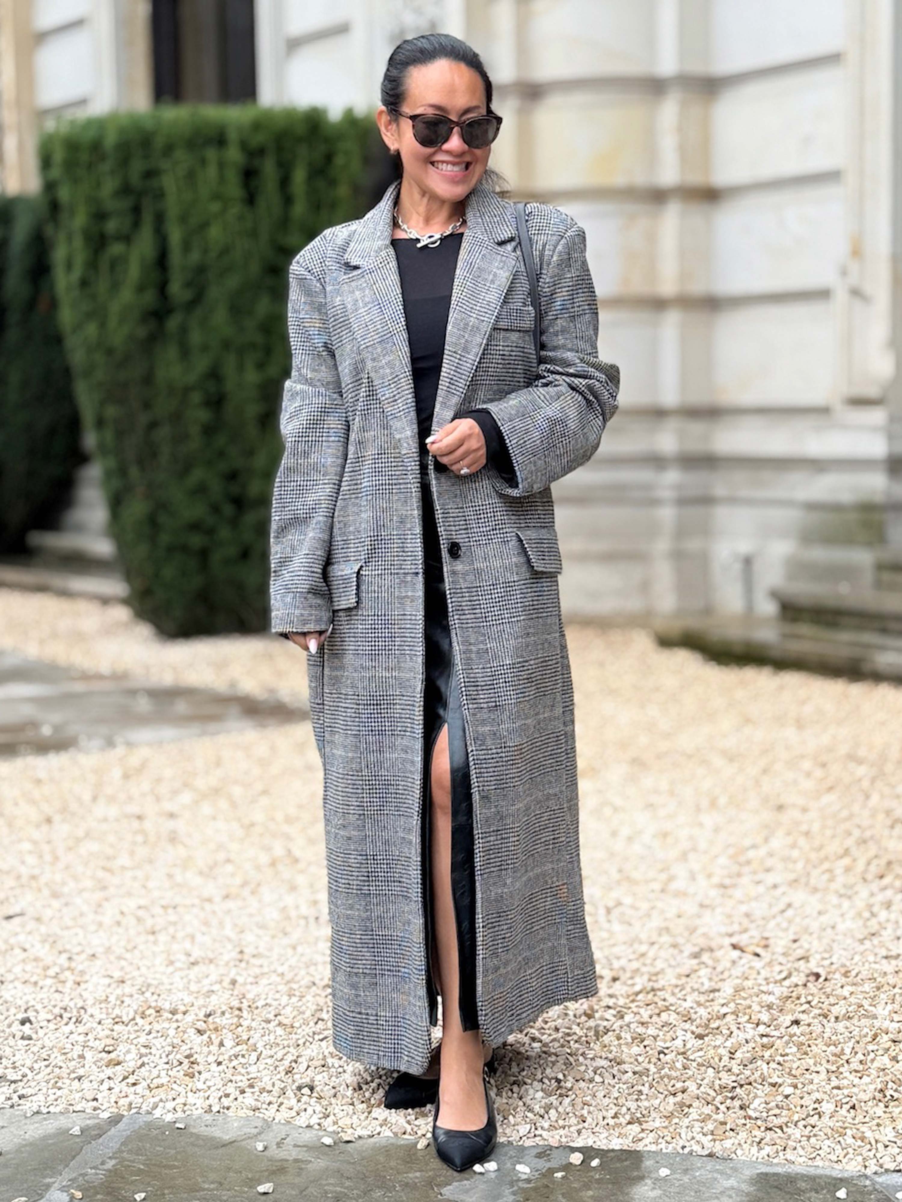 Oversize Blazer Mantel - KARO - Schwarz