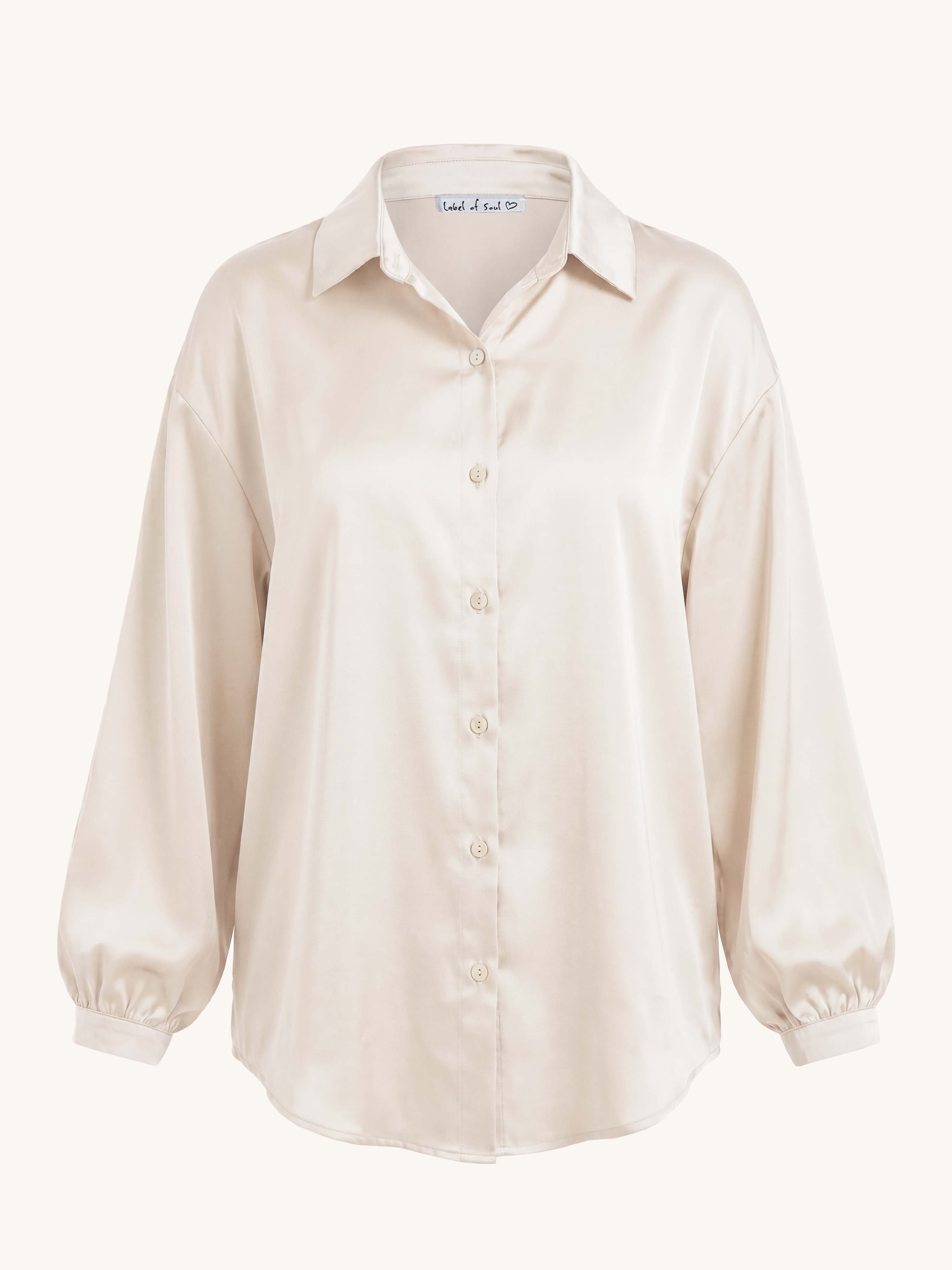 Viskose Midi Oversize Bluse - ELEGANCE - Creme