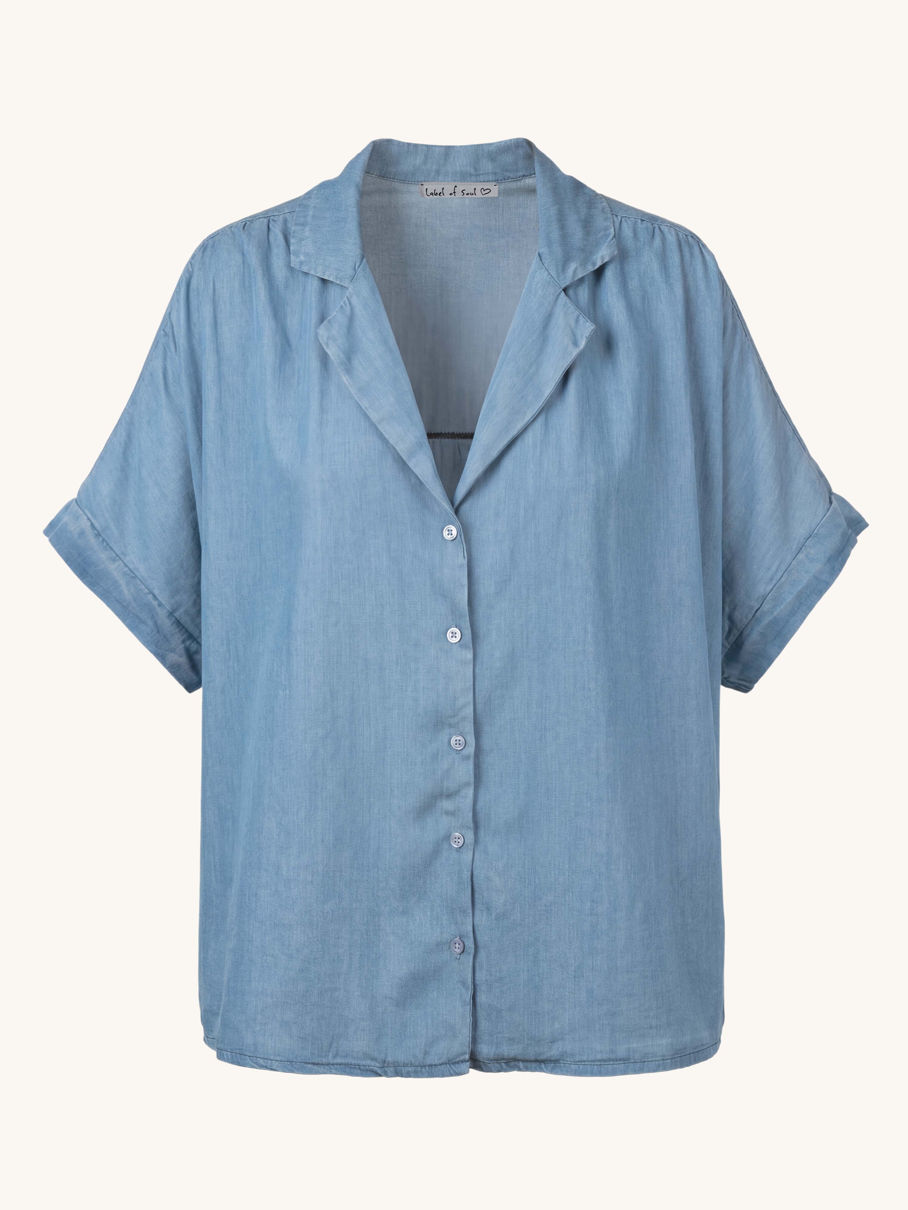 Lyocell Oversize Hemdbluse - ELEGANCE - Blue