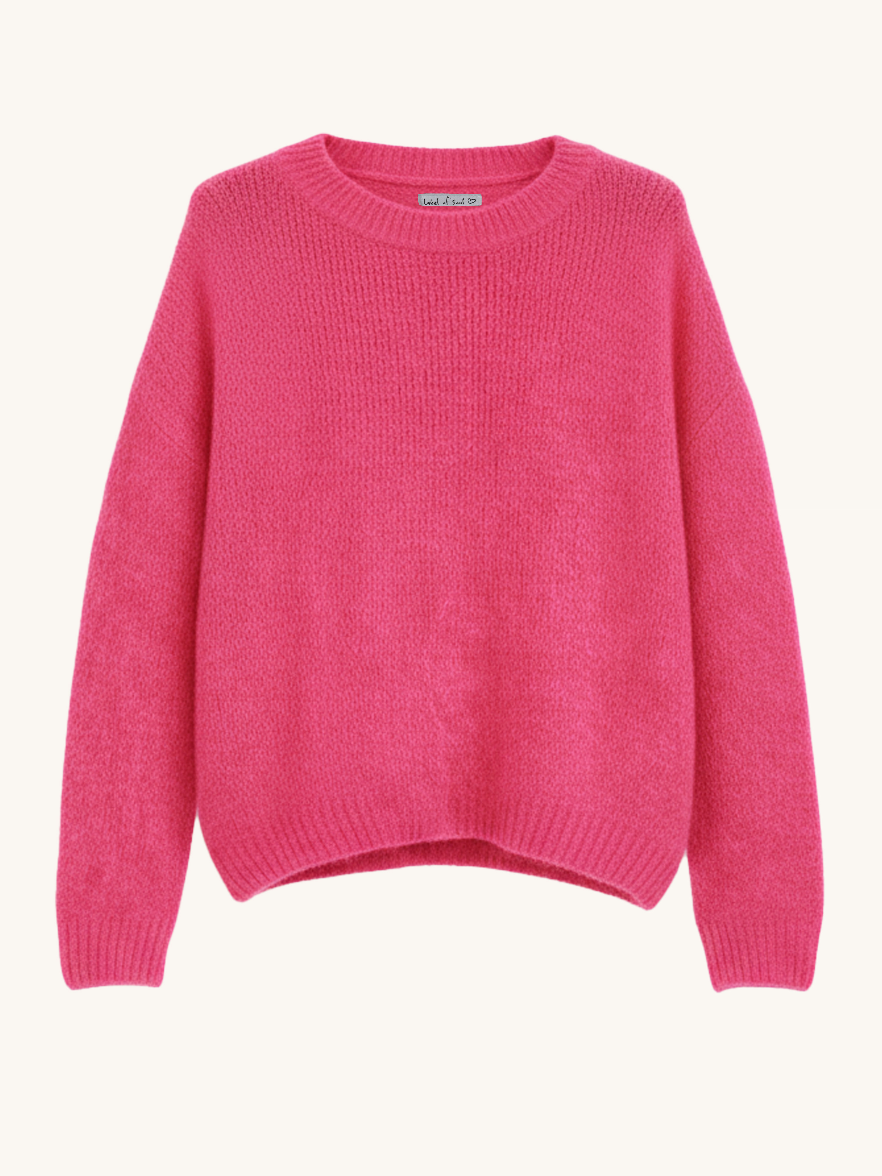 Pullover mit Baby-Alpakawollanteil - Neon Pink Pullover mit Baby-Alpakawollanteil - Neon Pink
