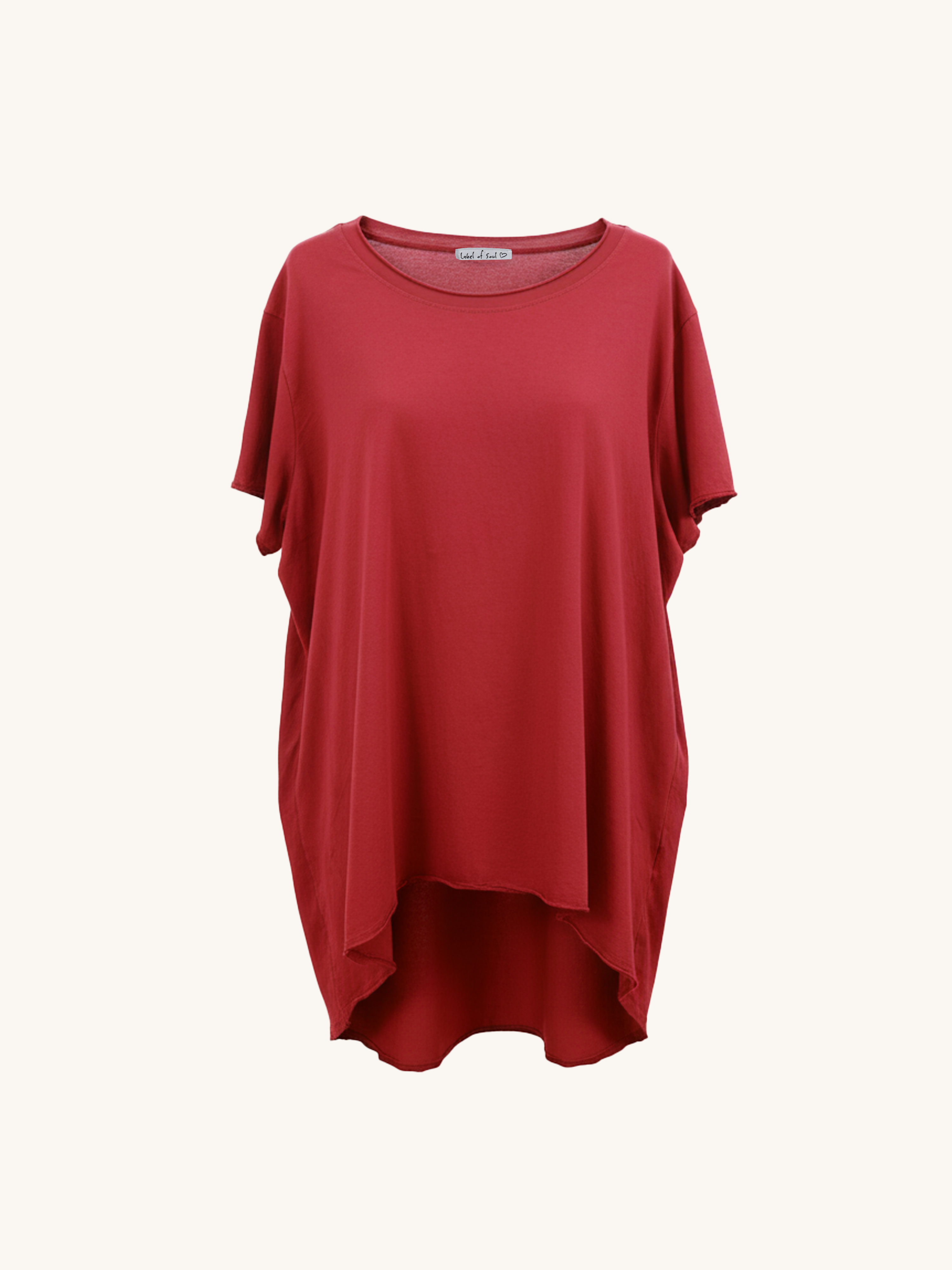 Basic Vokuhila Kurzarmshirt - Burgundy