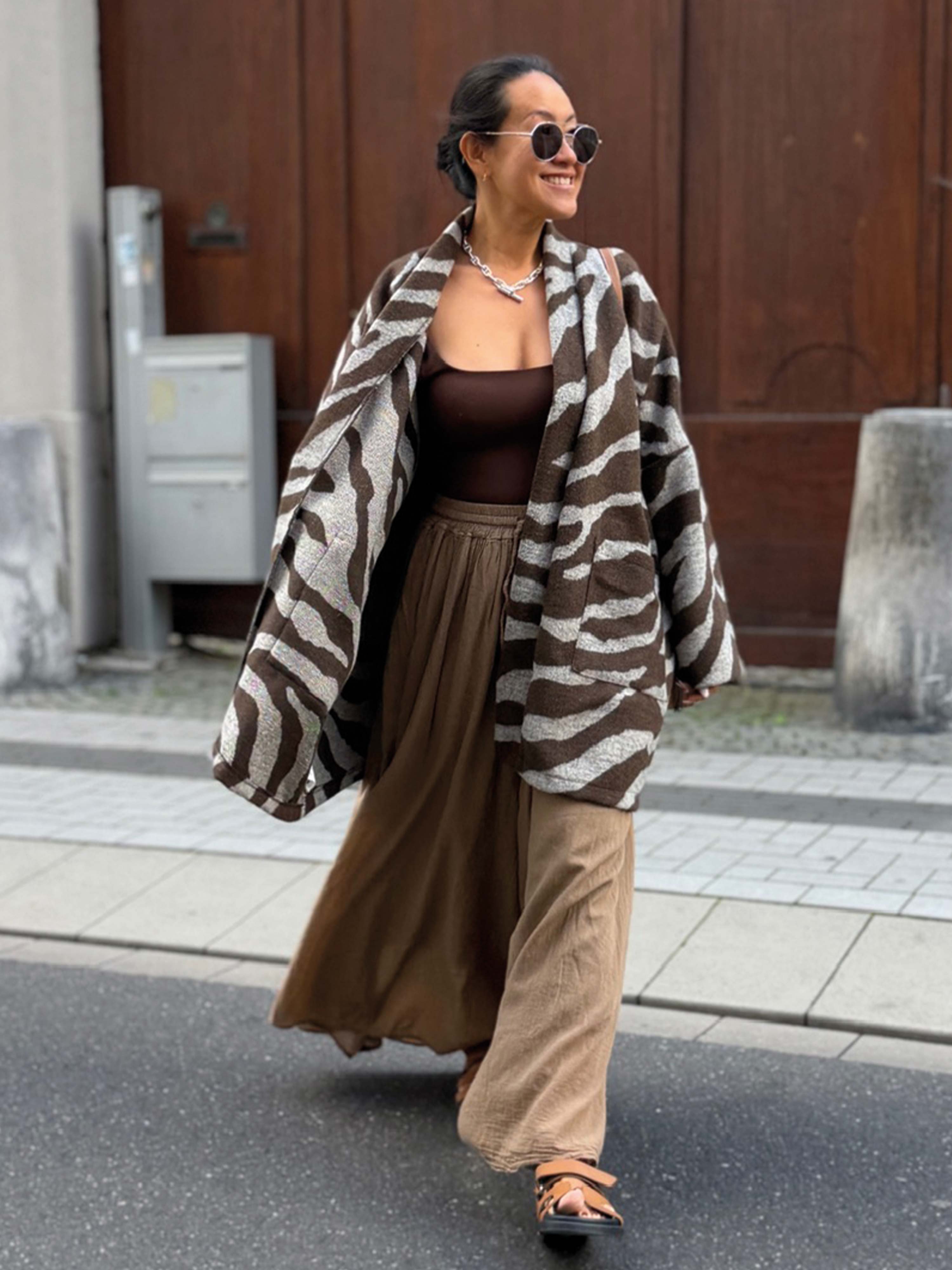 Oversize Blazer Jacke - ZEBRA - Schoko