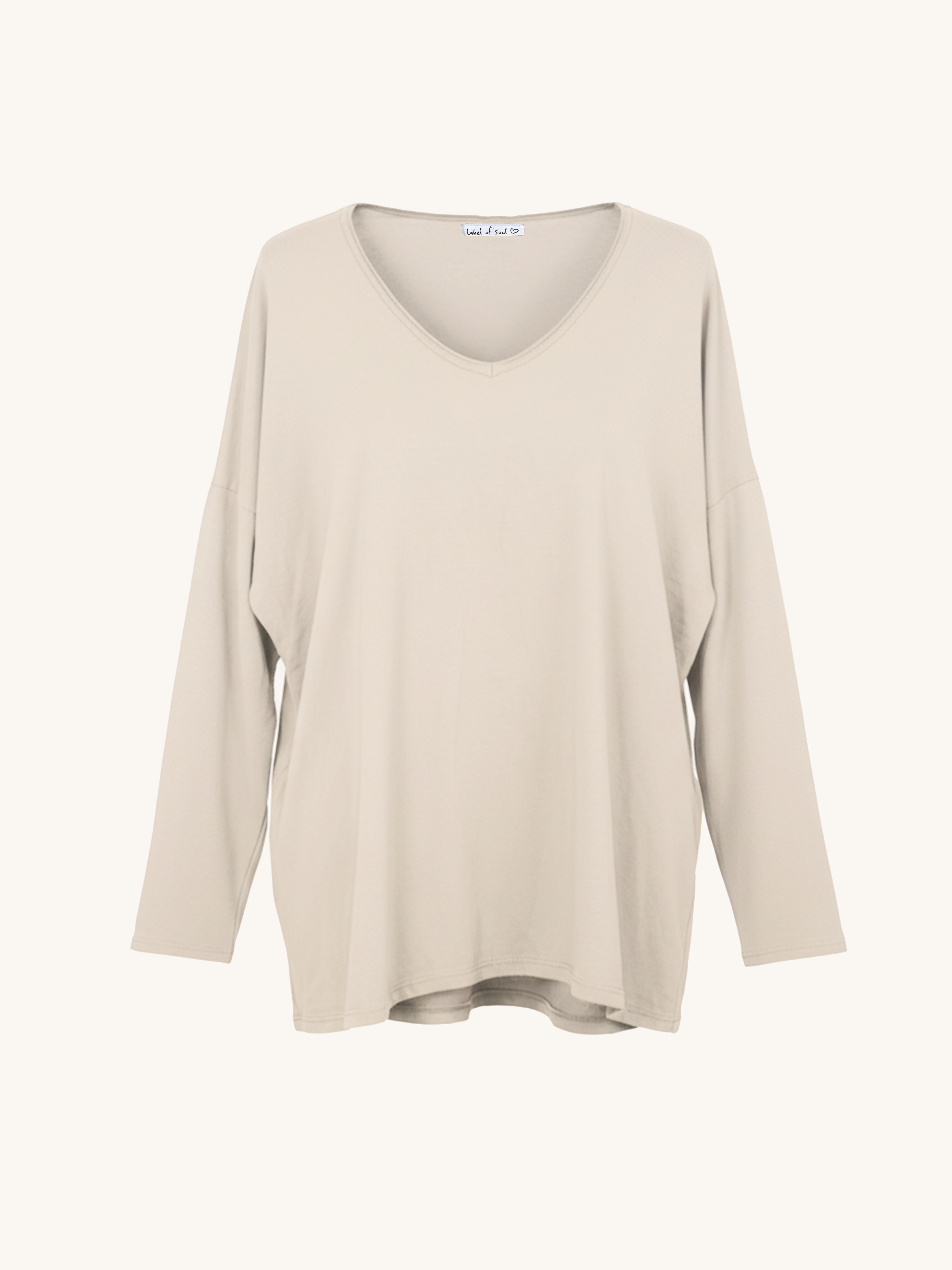 Basic Langarmshirt V-NECK - Beige