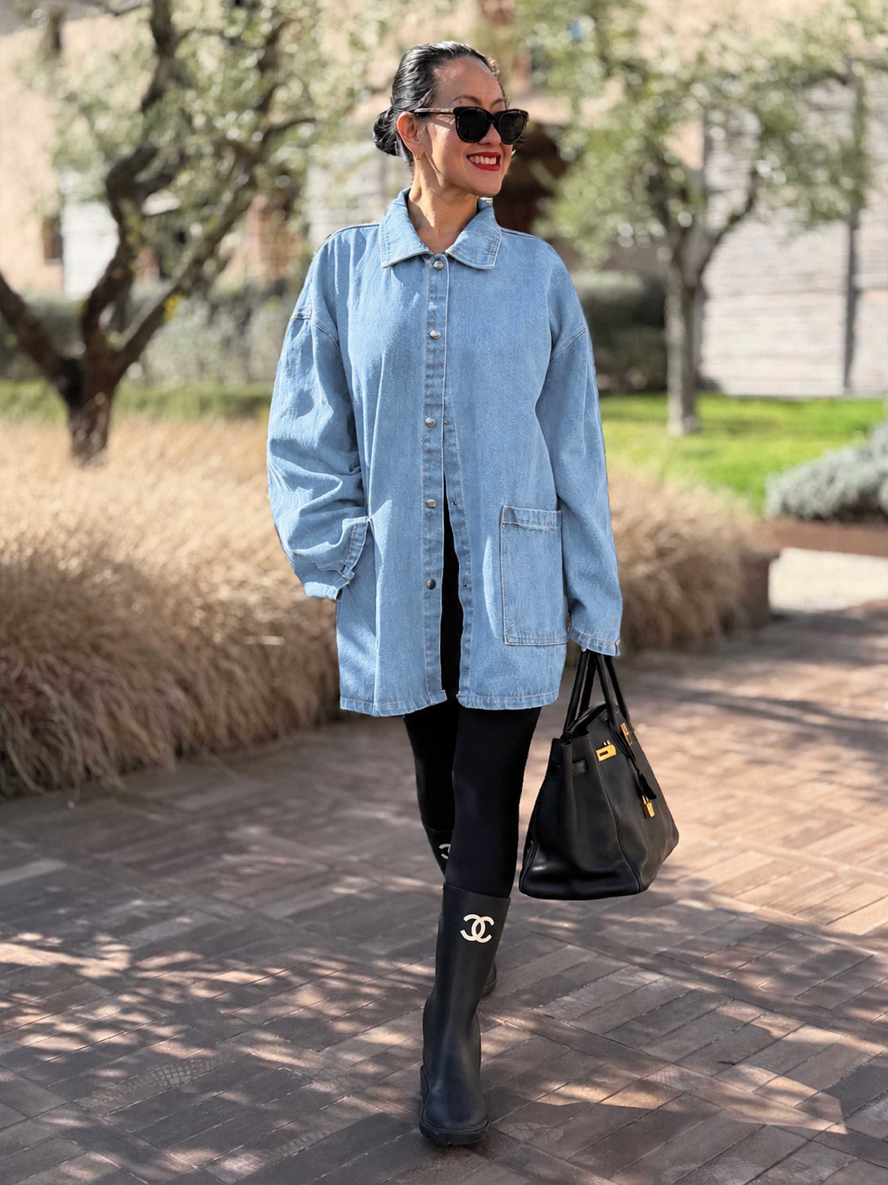 Denim Overshirt Jacke mit Taschen - Light Blue