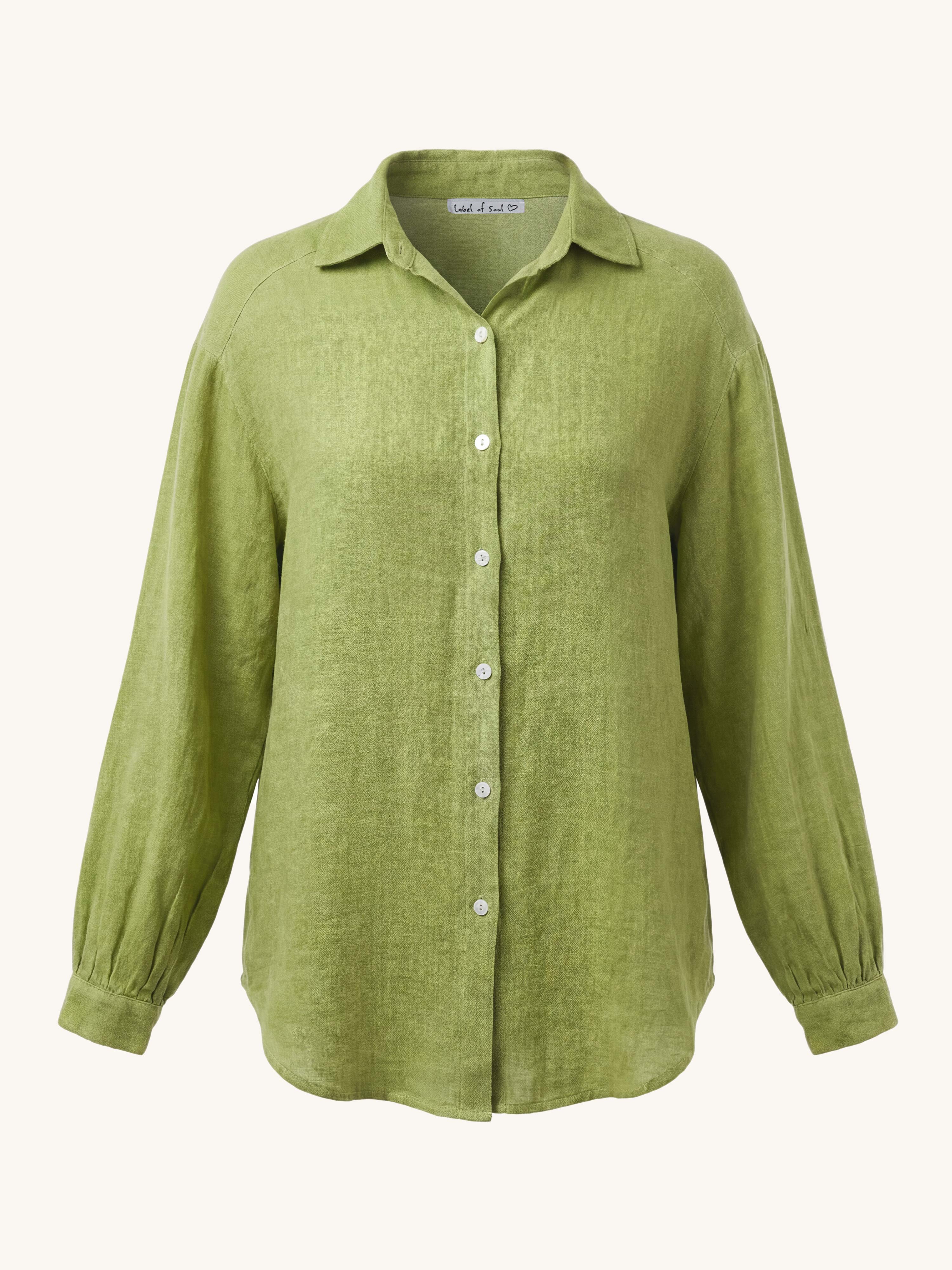 Cotton Midi Oversize Bluse - Verde