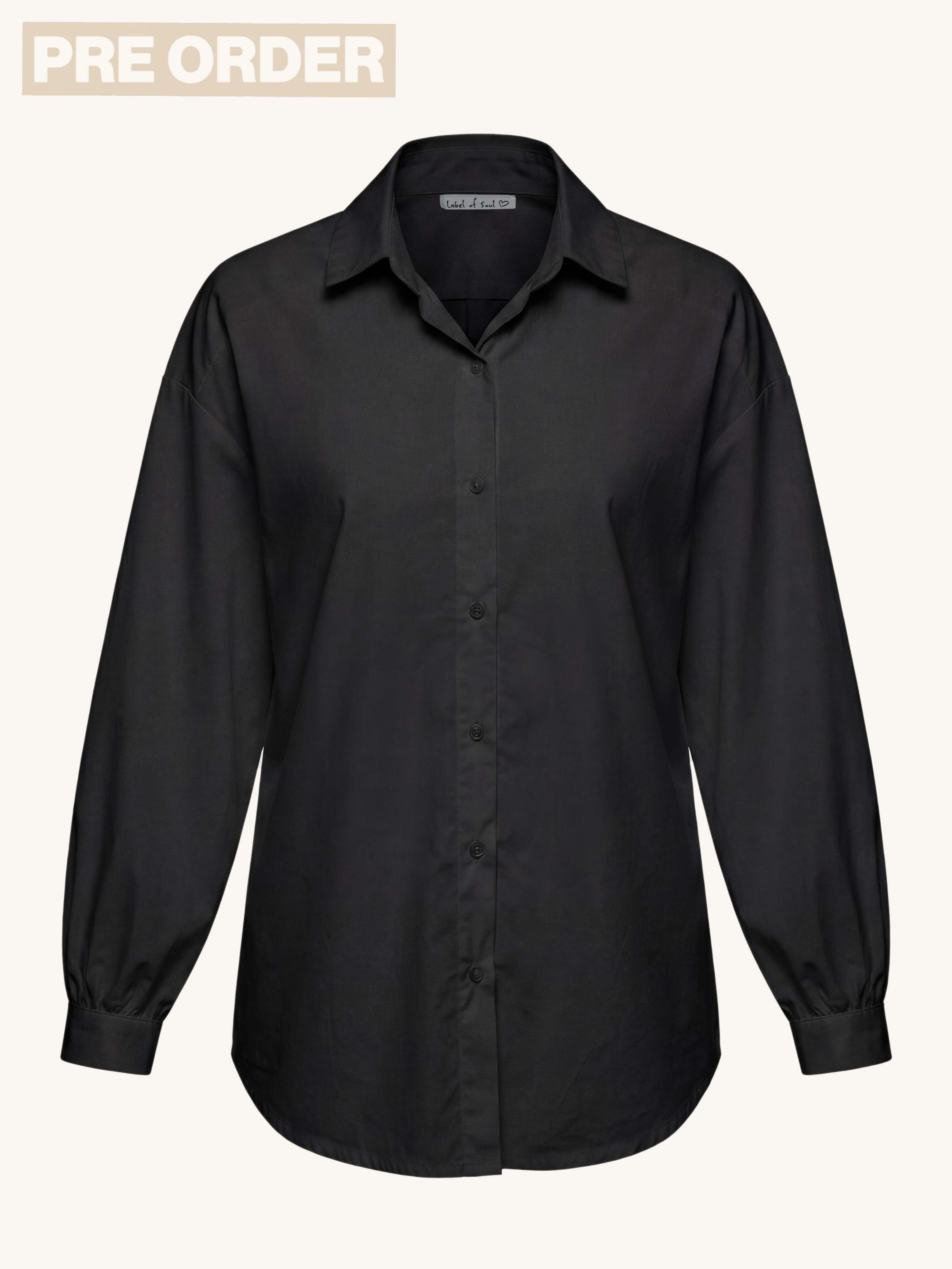 PRE-ORDER: Cotton Oversize Hemdbluse - Schwarz