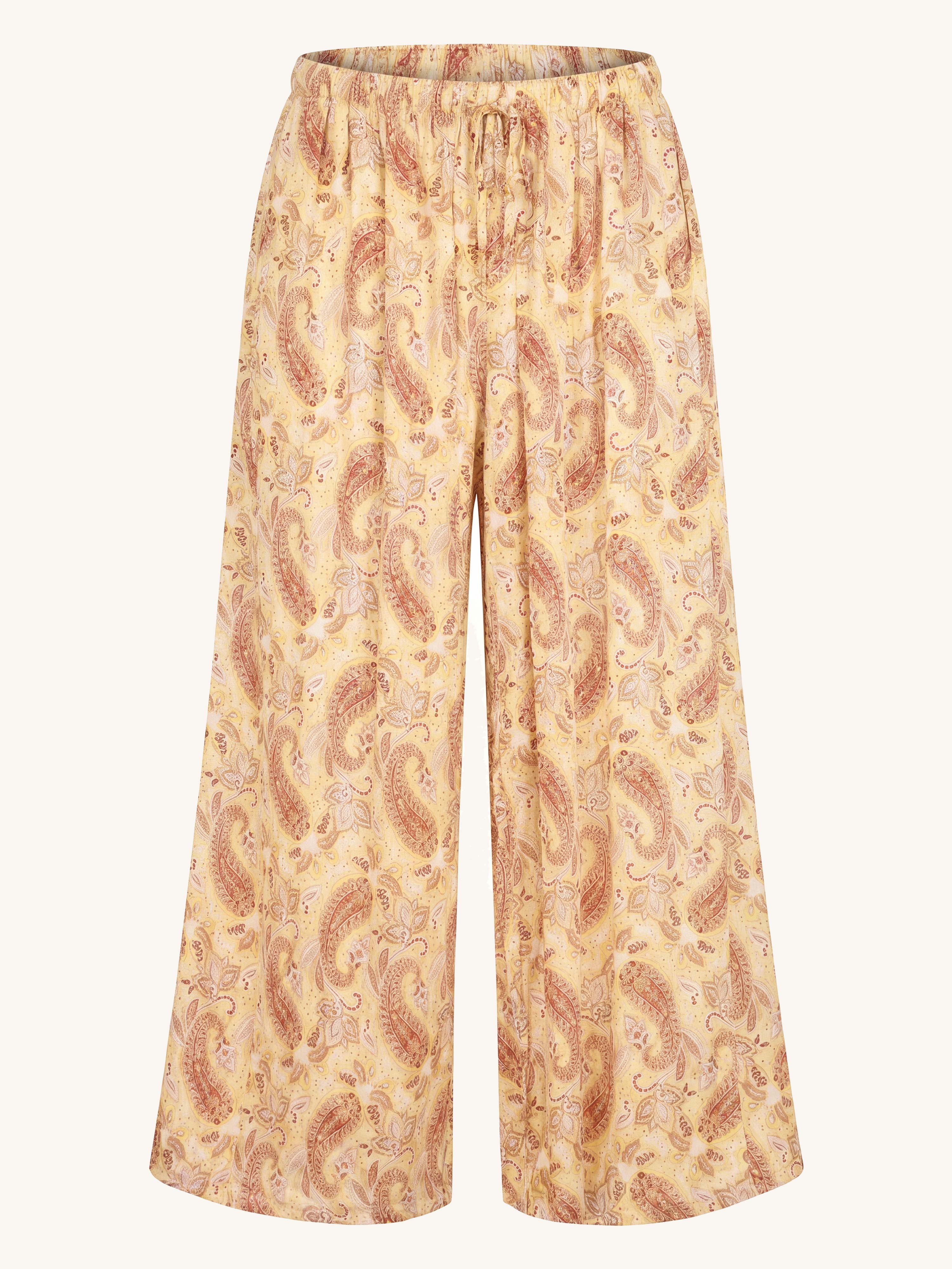 Viskose Palazzo Oversize Hose mit Seidenanteil - Paisley Butter