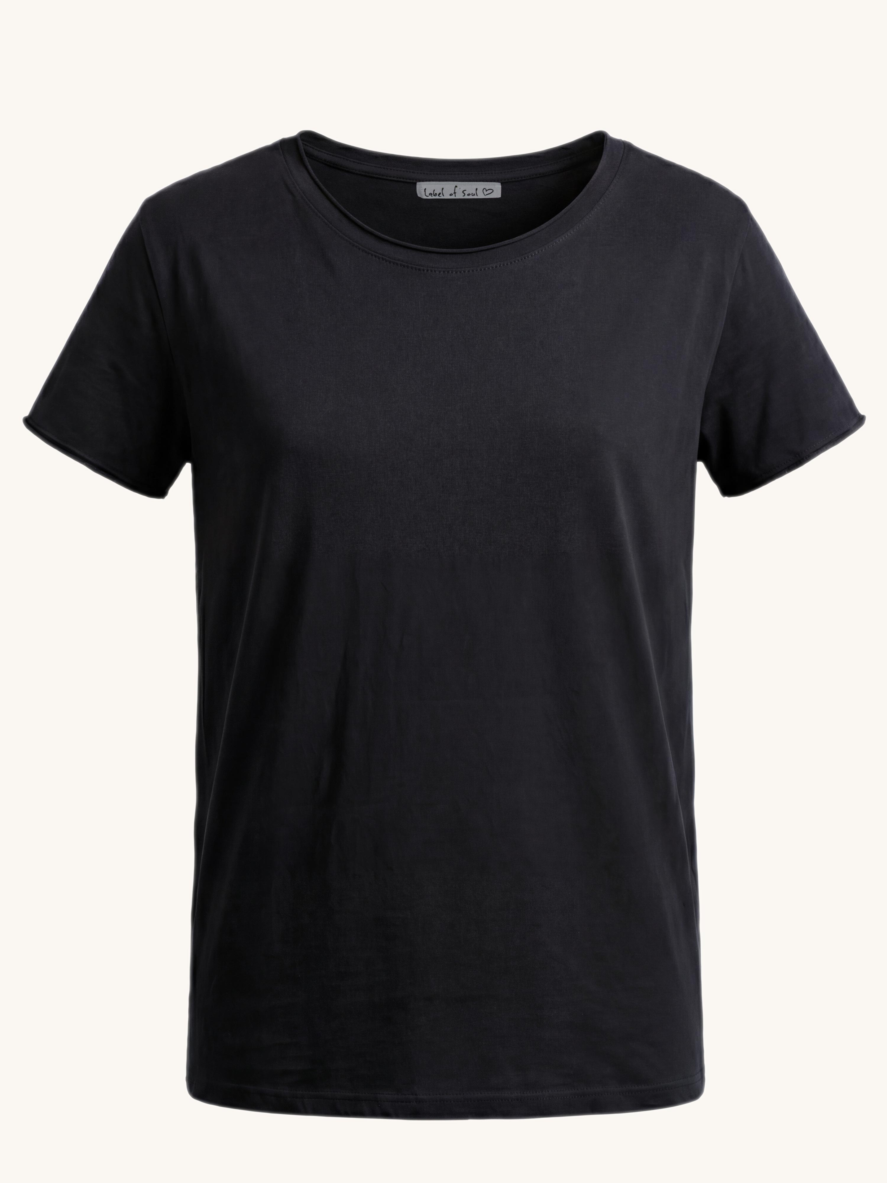 Basic Long Kurzarmshirt - Schwarz