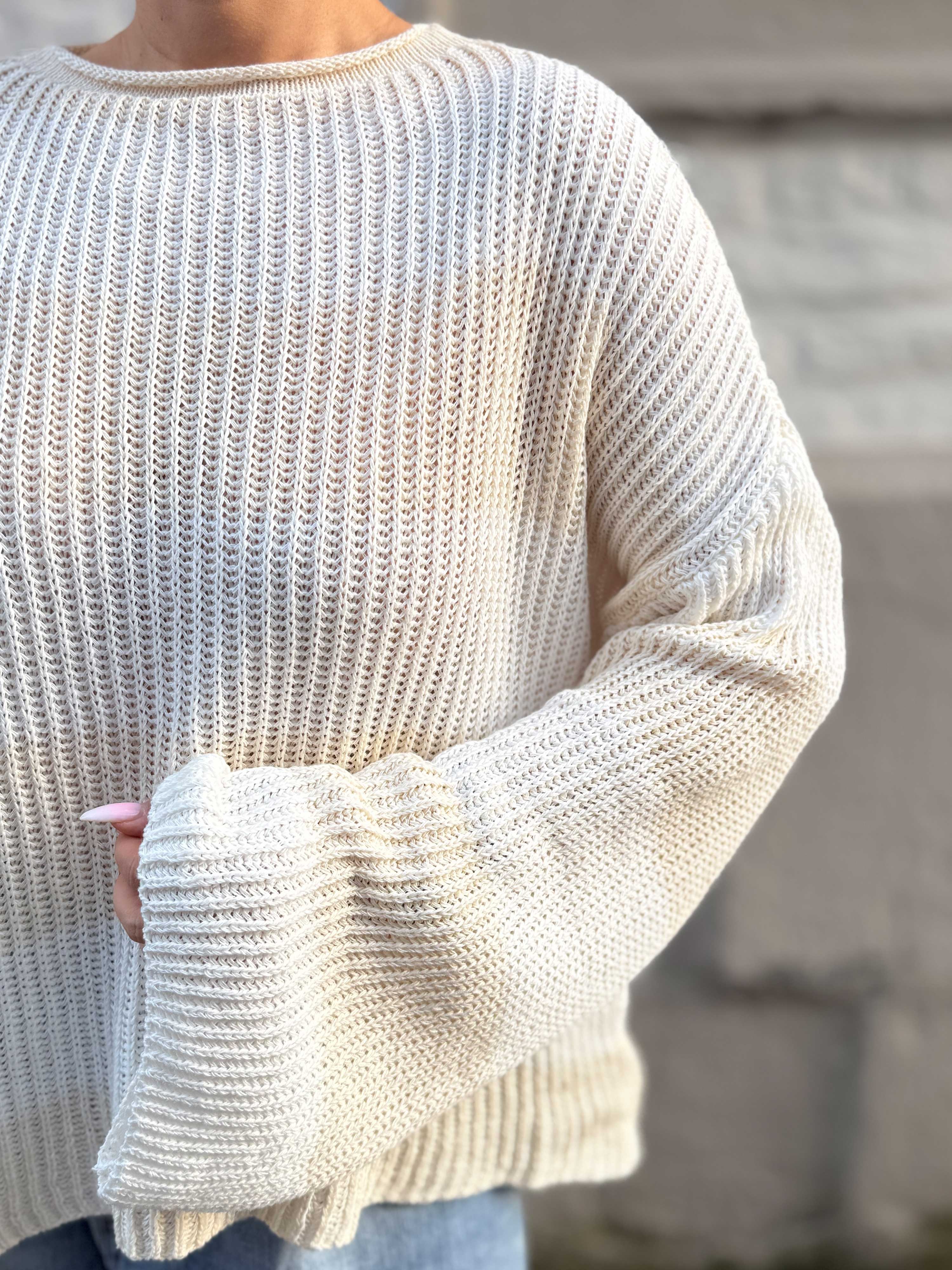 Gestreifter Strickpullover - Luisa - Beige/Creme Gestreifter Strickpullover - Luisa - Beige/Creme