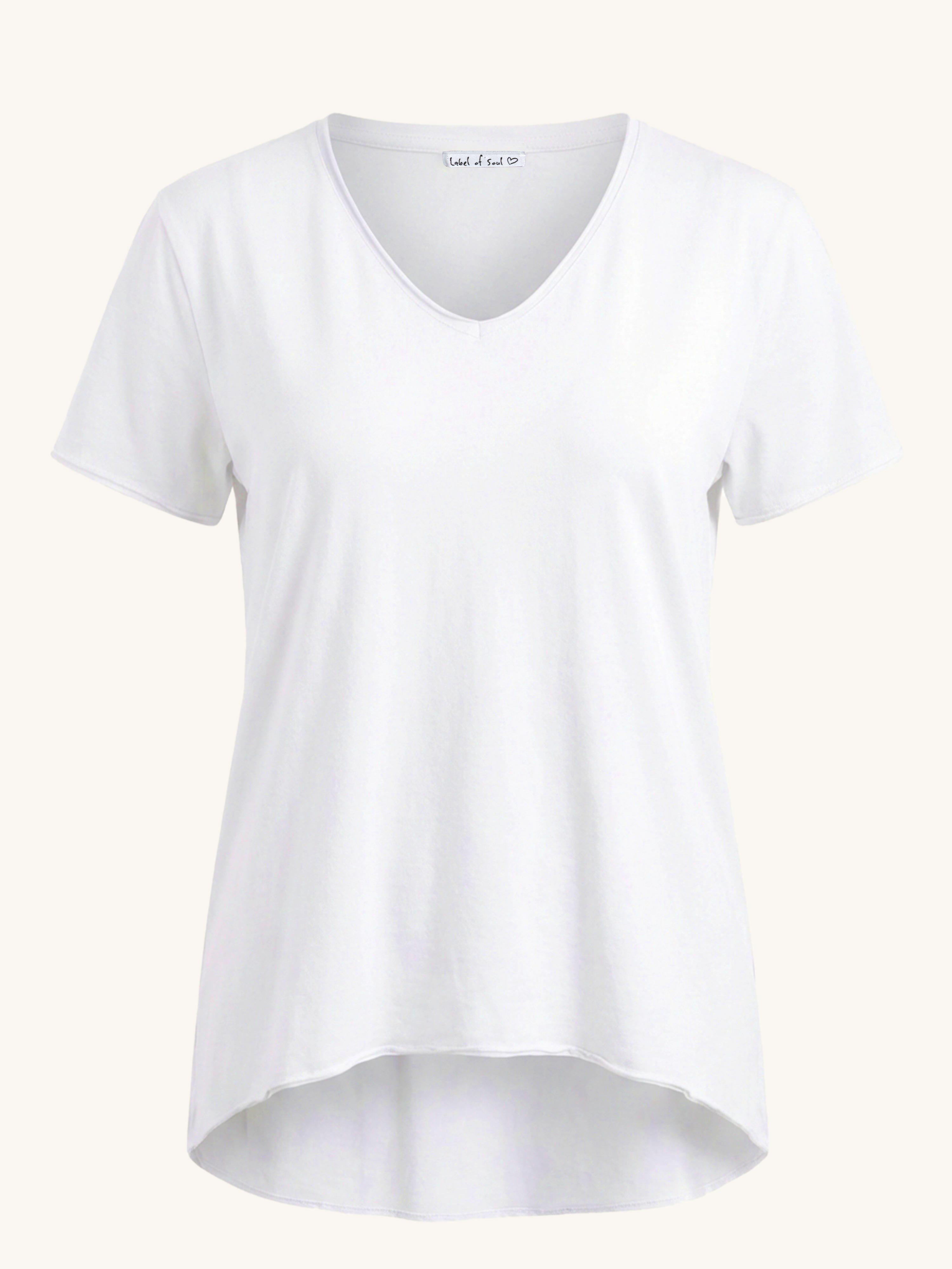 Basic Vokuhila Kurzarmshirt V-NECK - Weiss