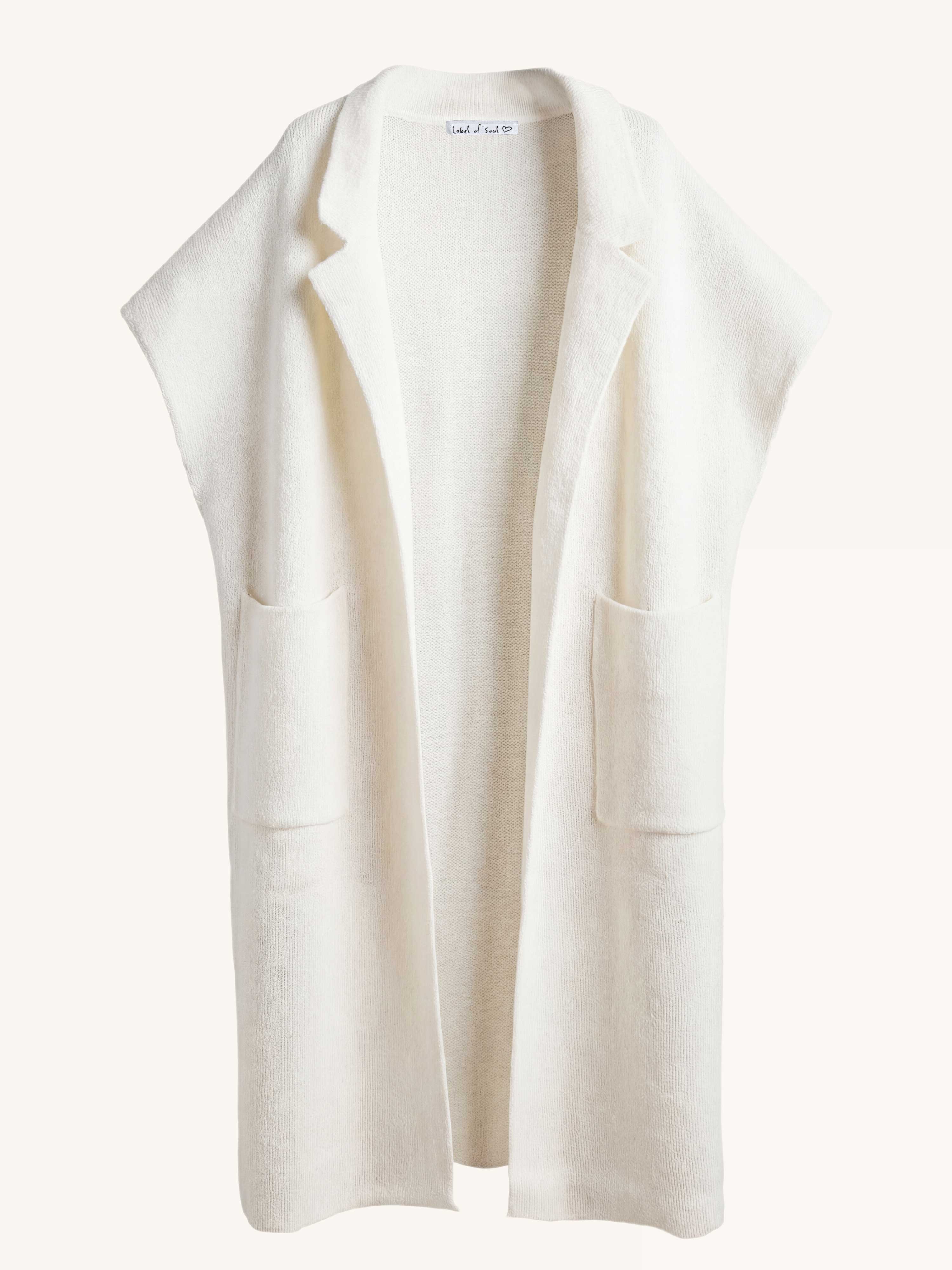 Ärmelloser Oversize Strickmantel - Creme