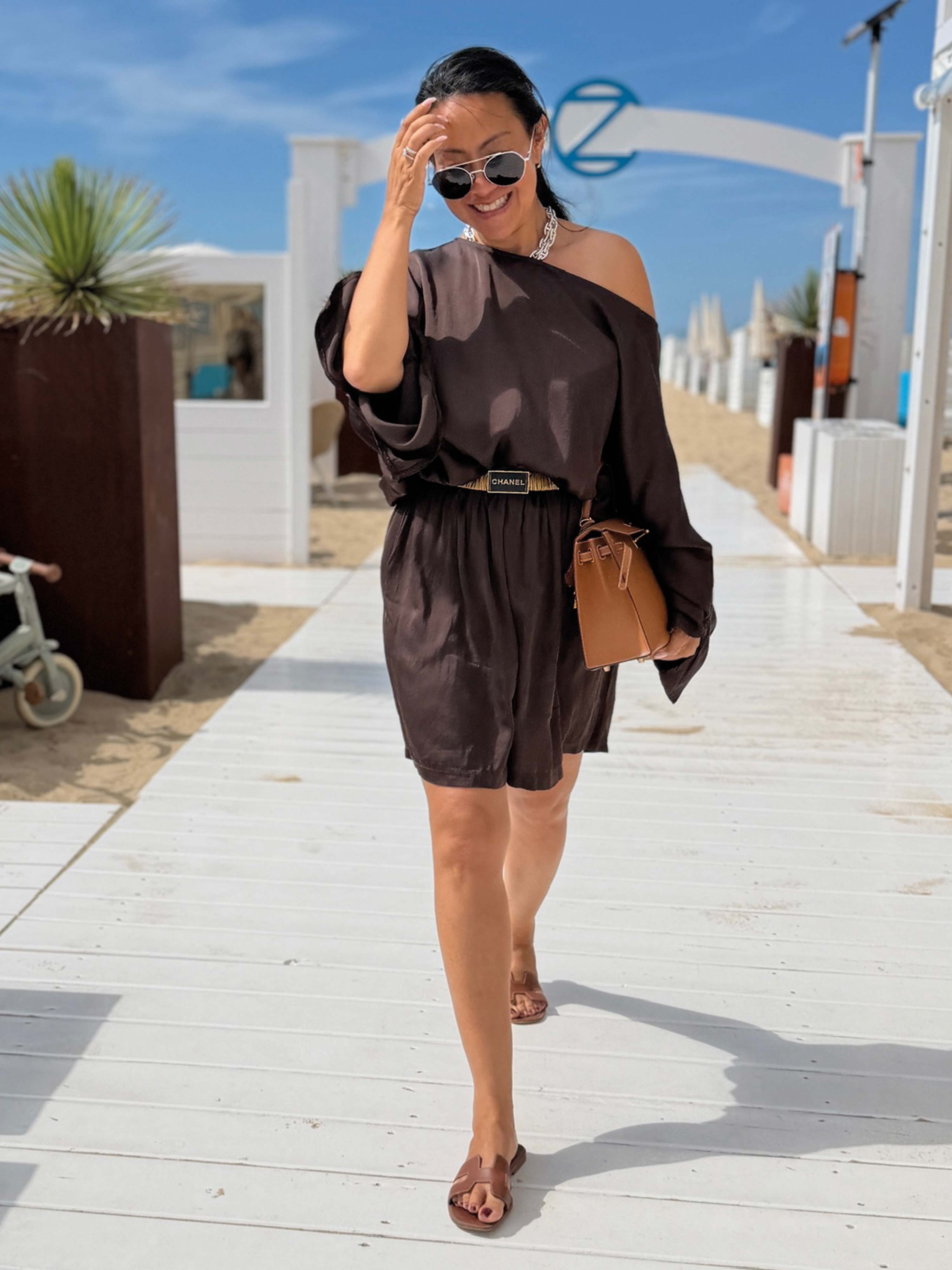Oversize Viskose Poncho - ELEGANCE - Schoko