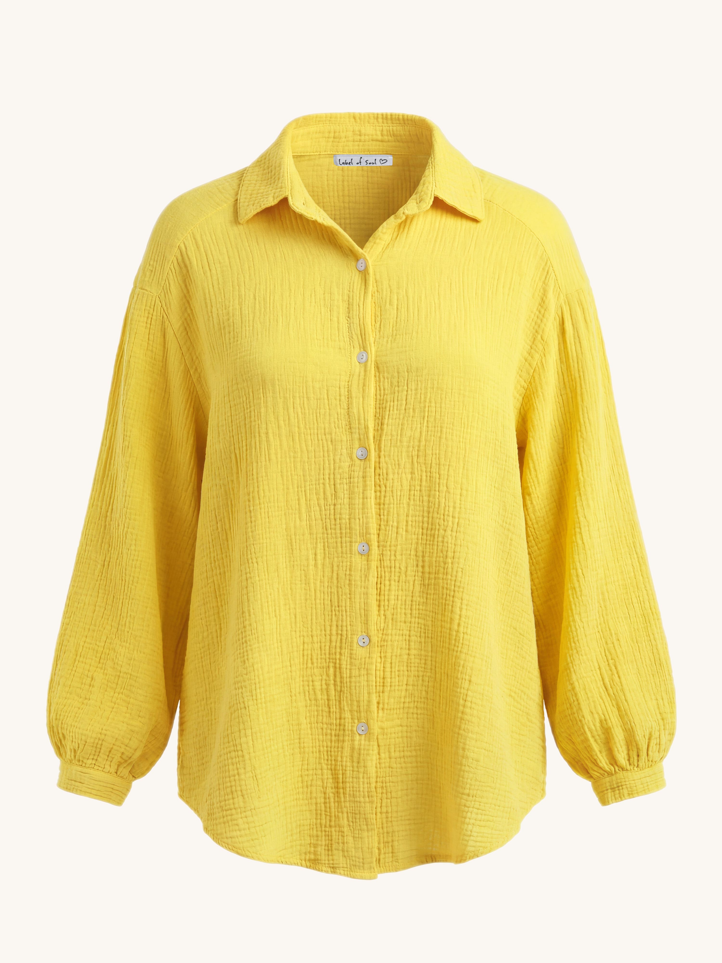 Musselin Midi Oversize Bluse - Lemon