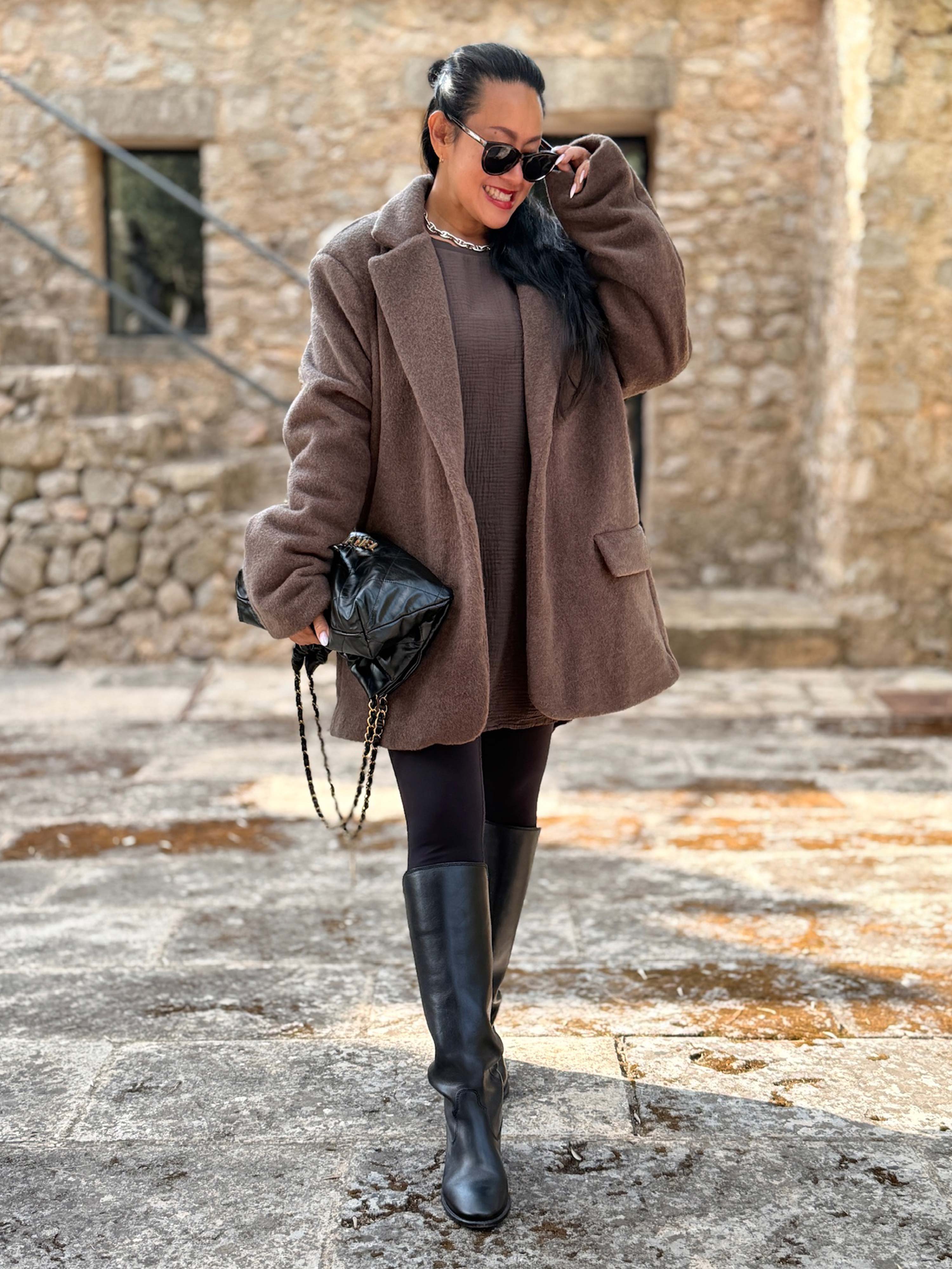 Musselin Oversize Sweatshirt - Schoko