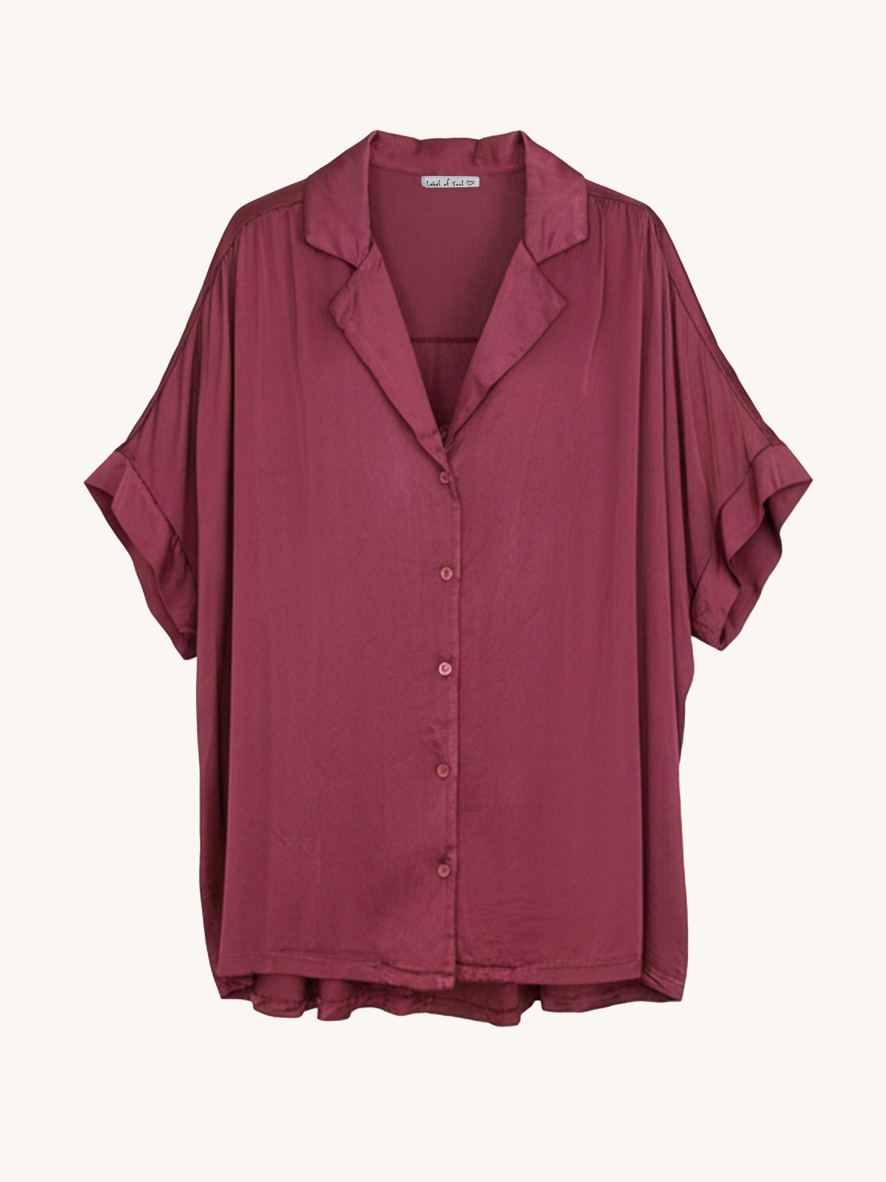 Viskose Oversize Hemdbluse - ELEGANCE - Burgundy