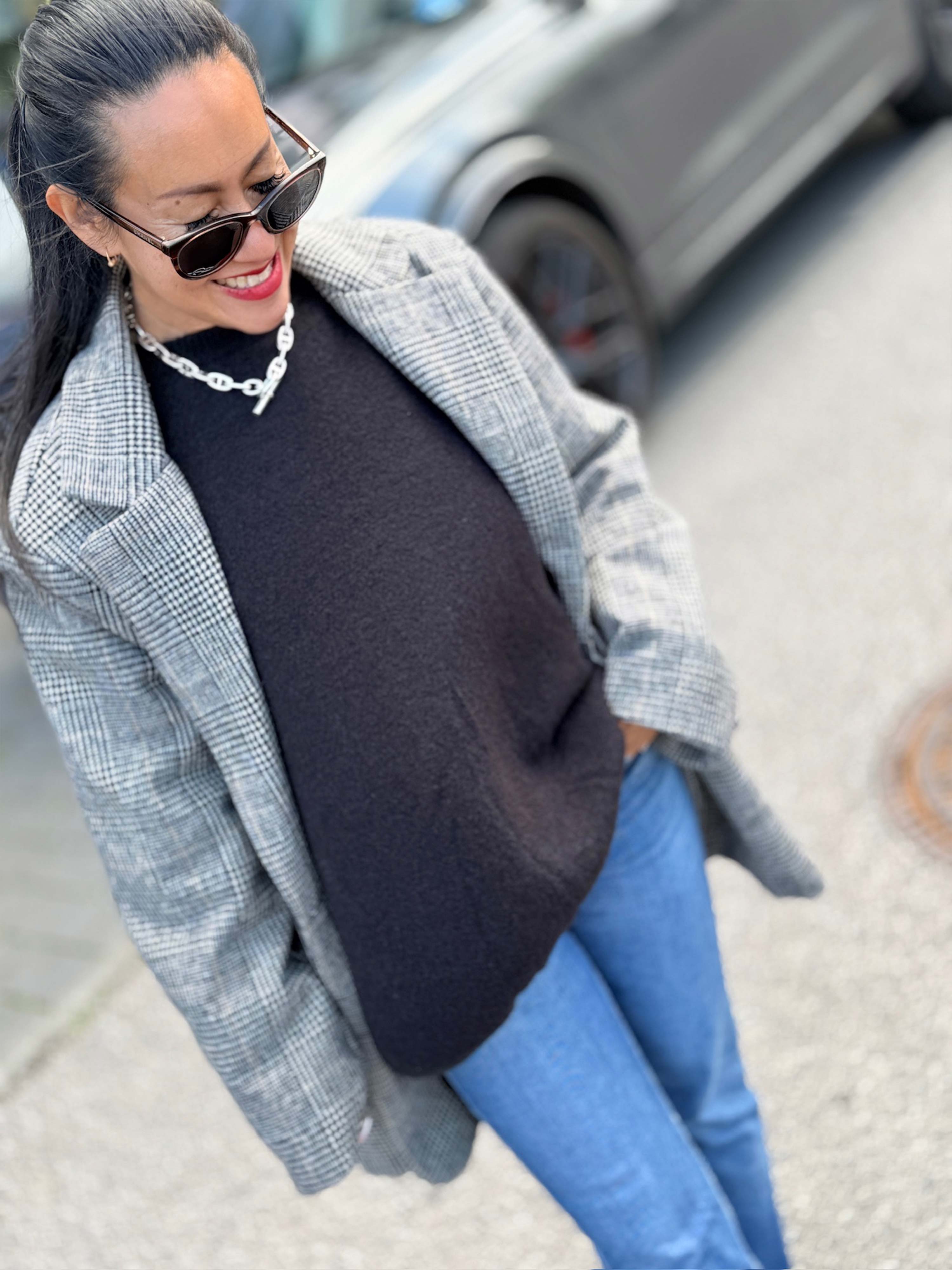 Feiner Rundhals Strickpullover mit Alpakawollanteil - Schwarz Feiner Rundhals Strickpullover mit Alpakawollanteil - Schwarz