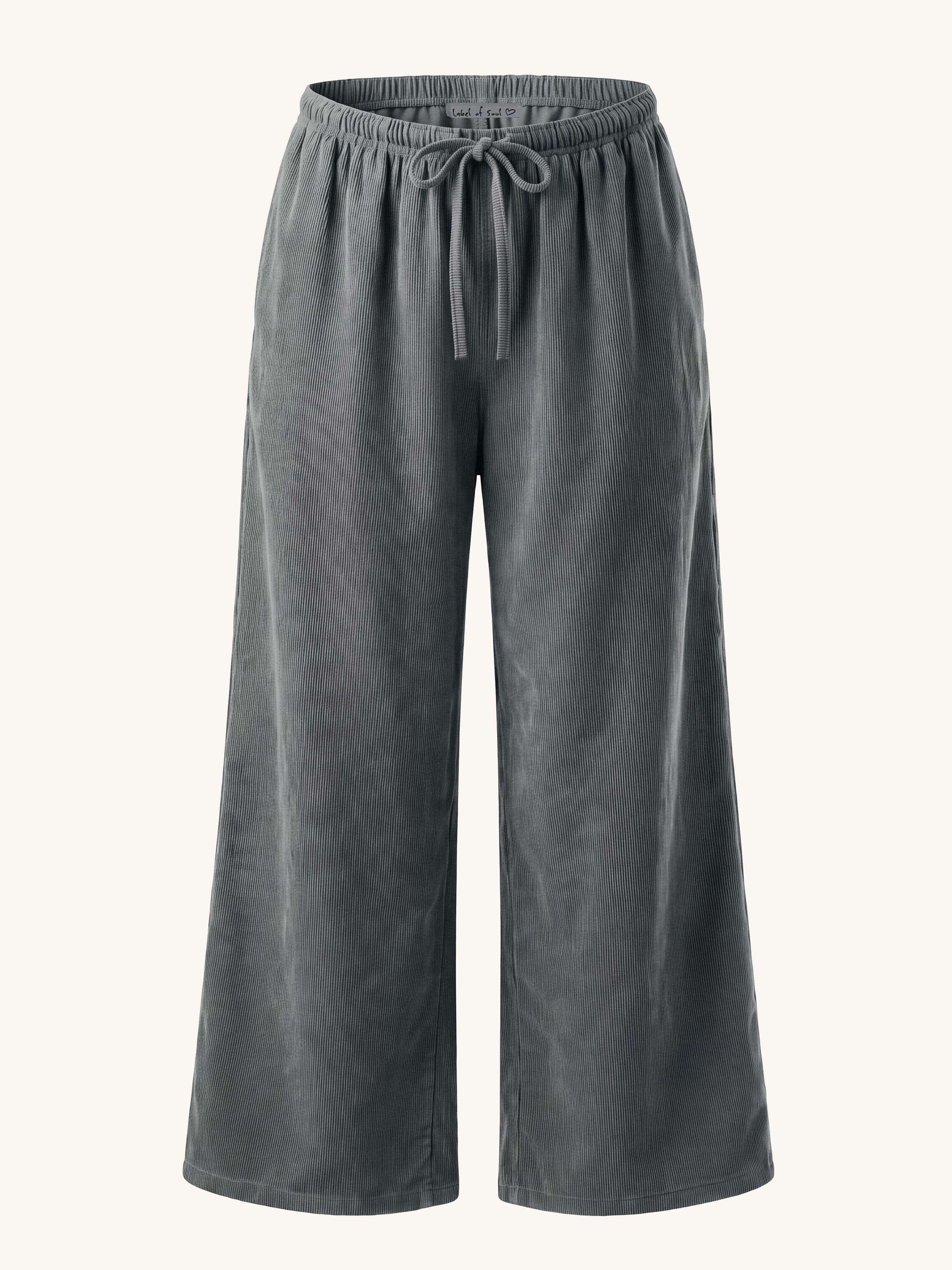 Feincord Palazzo Hose - REGULAR - Grau