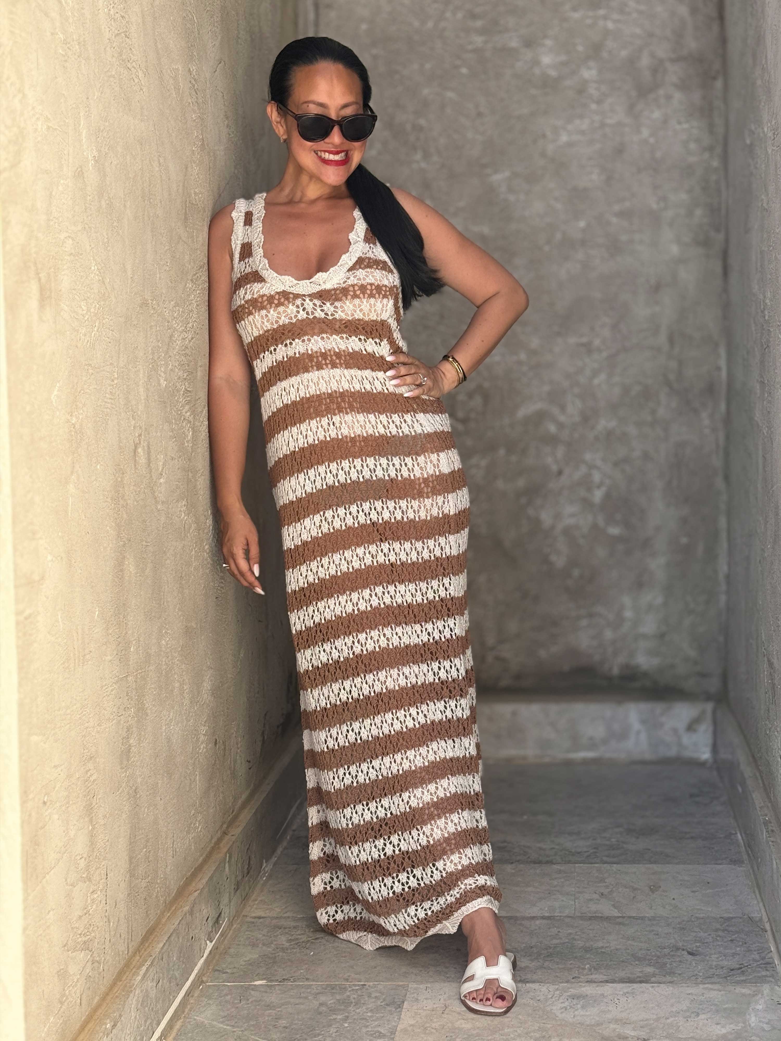 Häkel Beach Strickkleid - Caramel Häkel Beach Strickkleid - Caramel