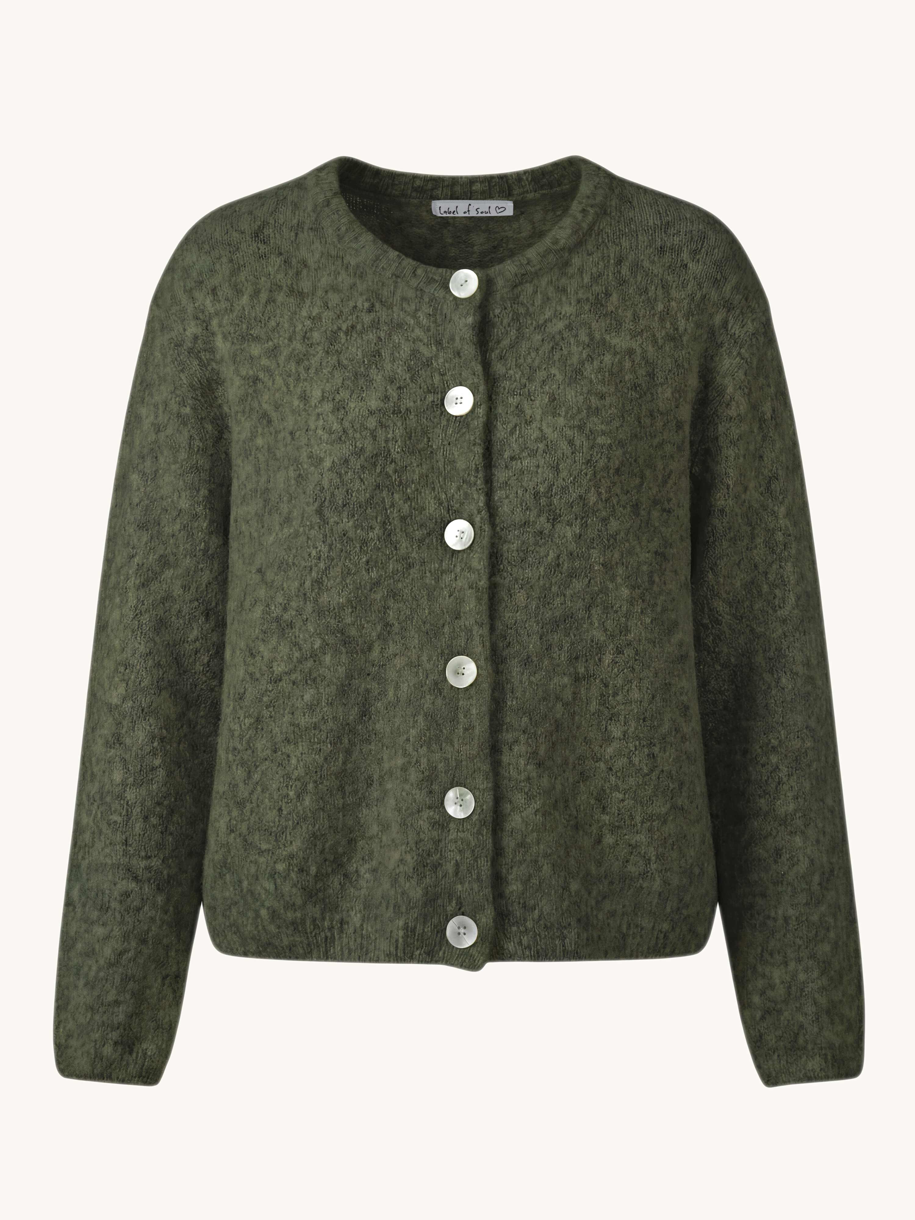 PRE-ORDER: Soft Strickjacke mit Alpakawollanteil - Olive