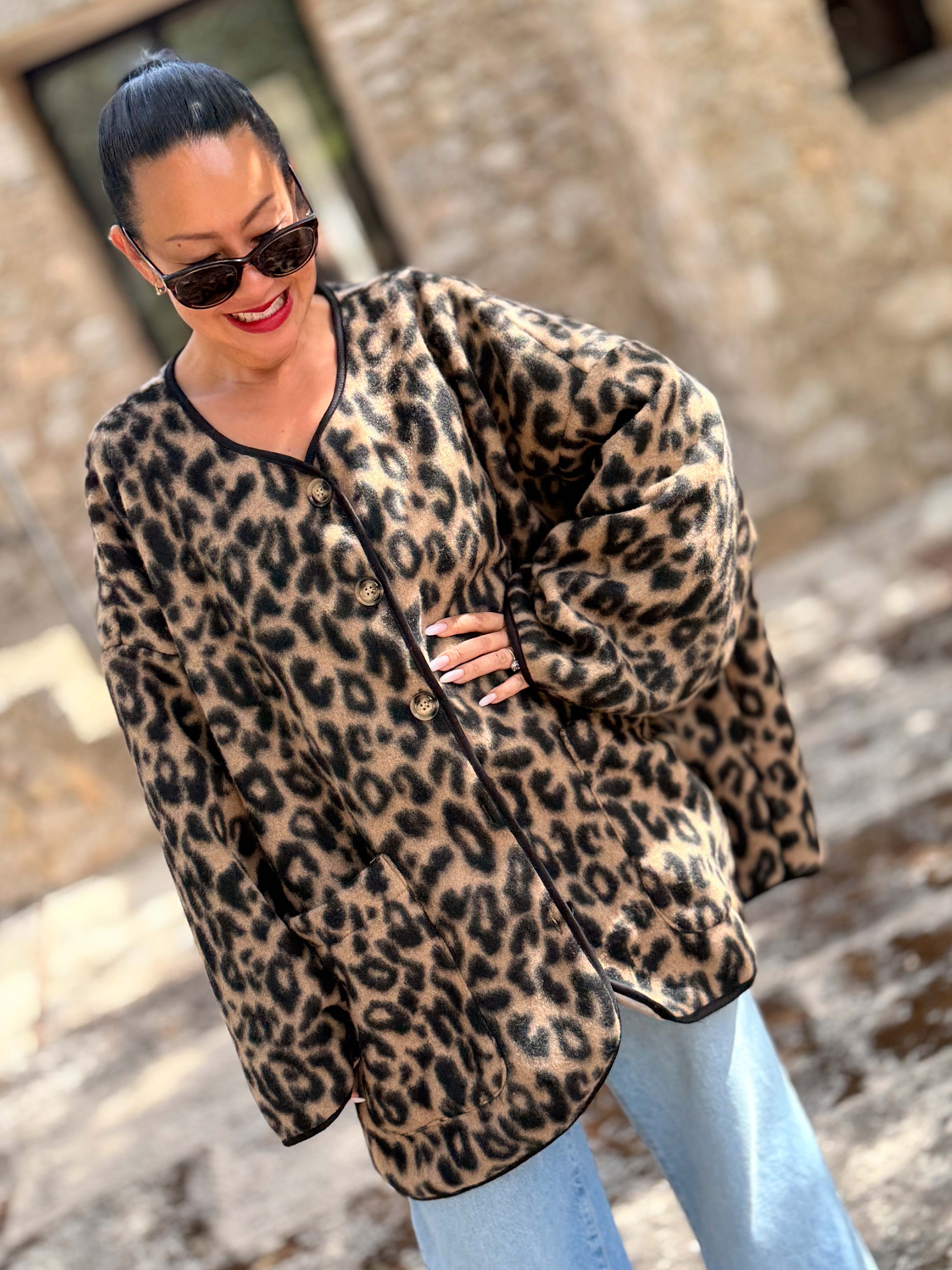 Teddylook Oversize Jacke - ICON - Leo Camel