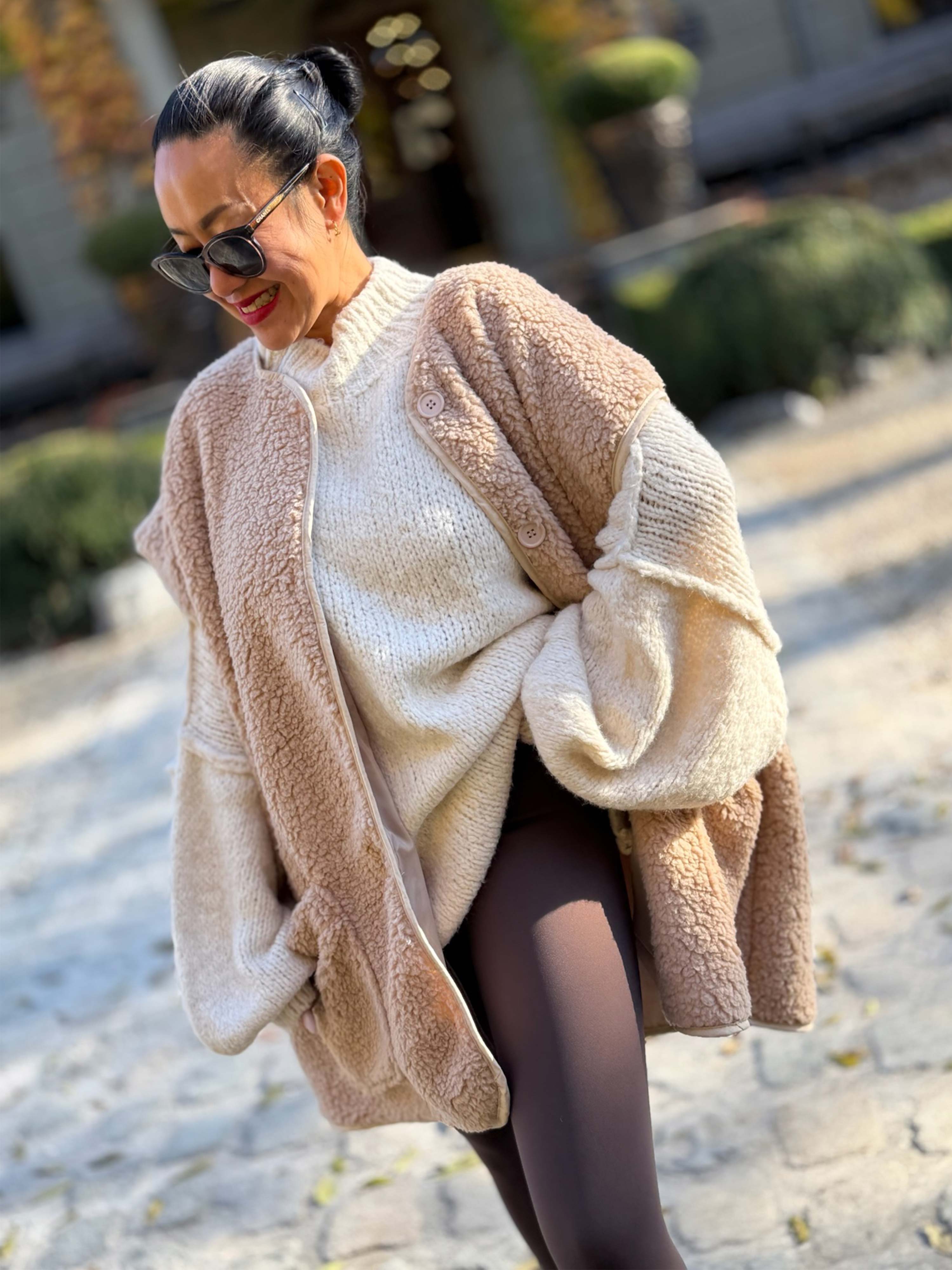 Oversize Teddylook Weste - ALMA - Oatmeal