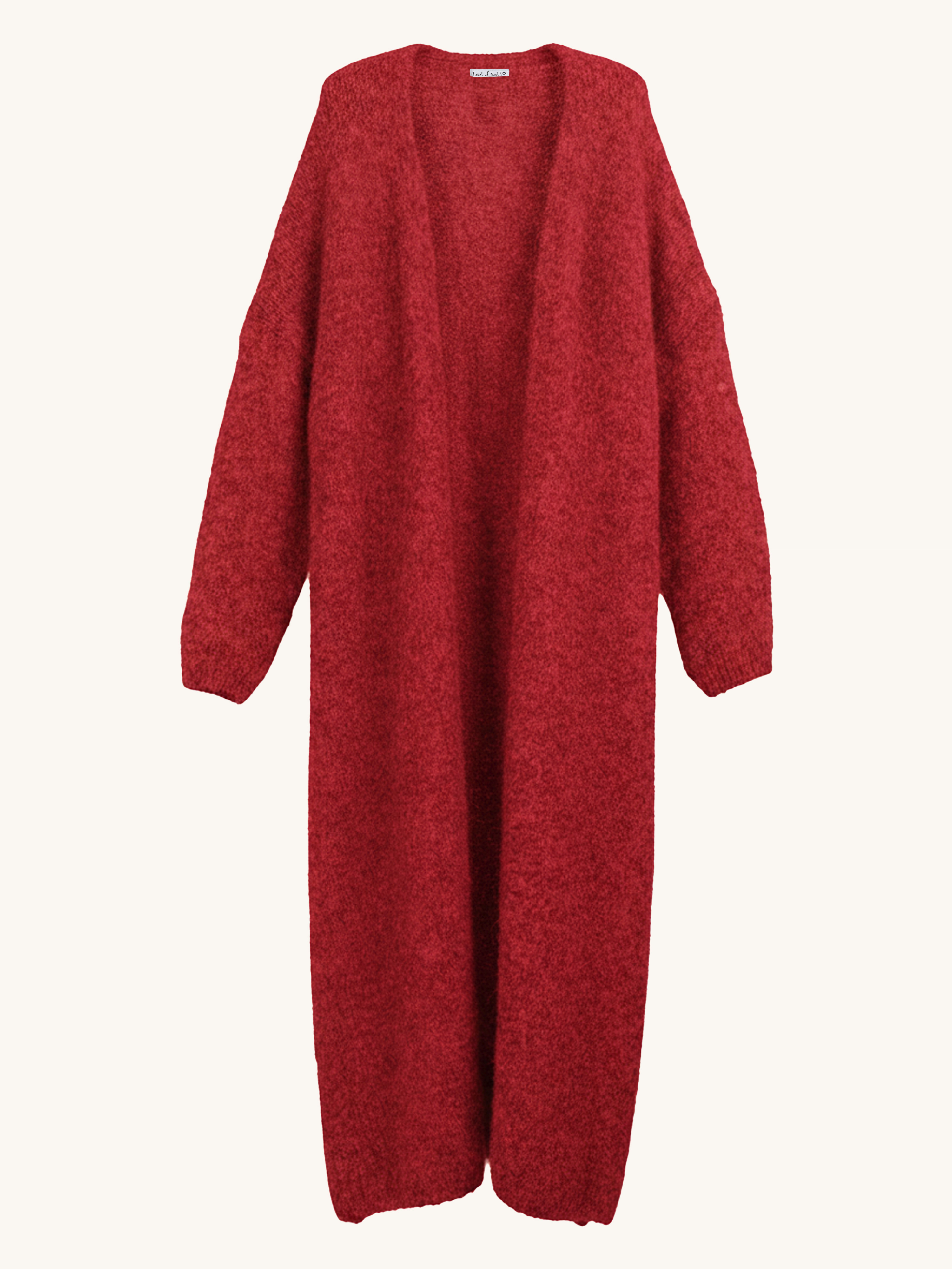 Strickmantel mit Alpakawollanteil Long - Rouge