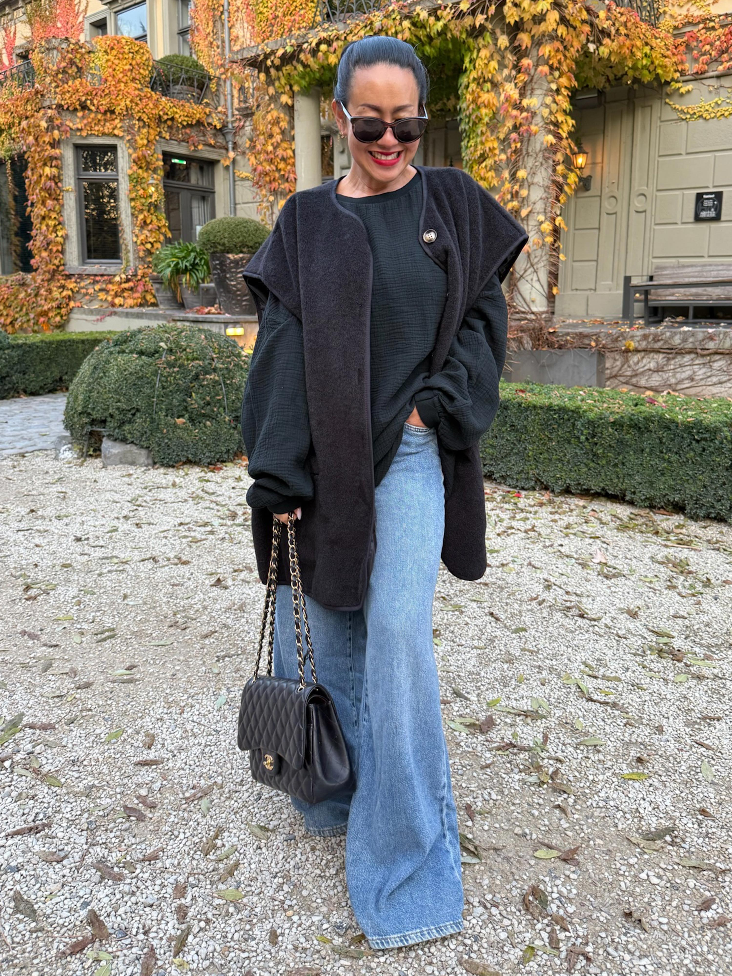 Oversize Weste mit Taschen - SIGNATURE - Schwarz