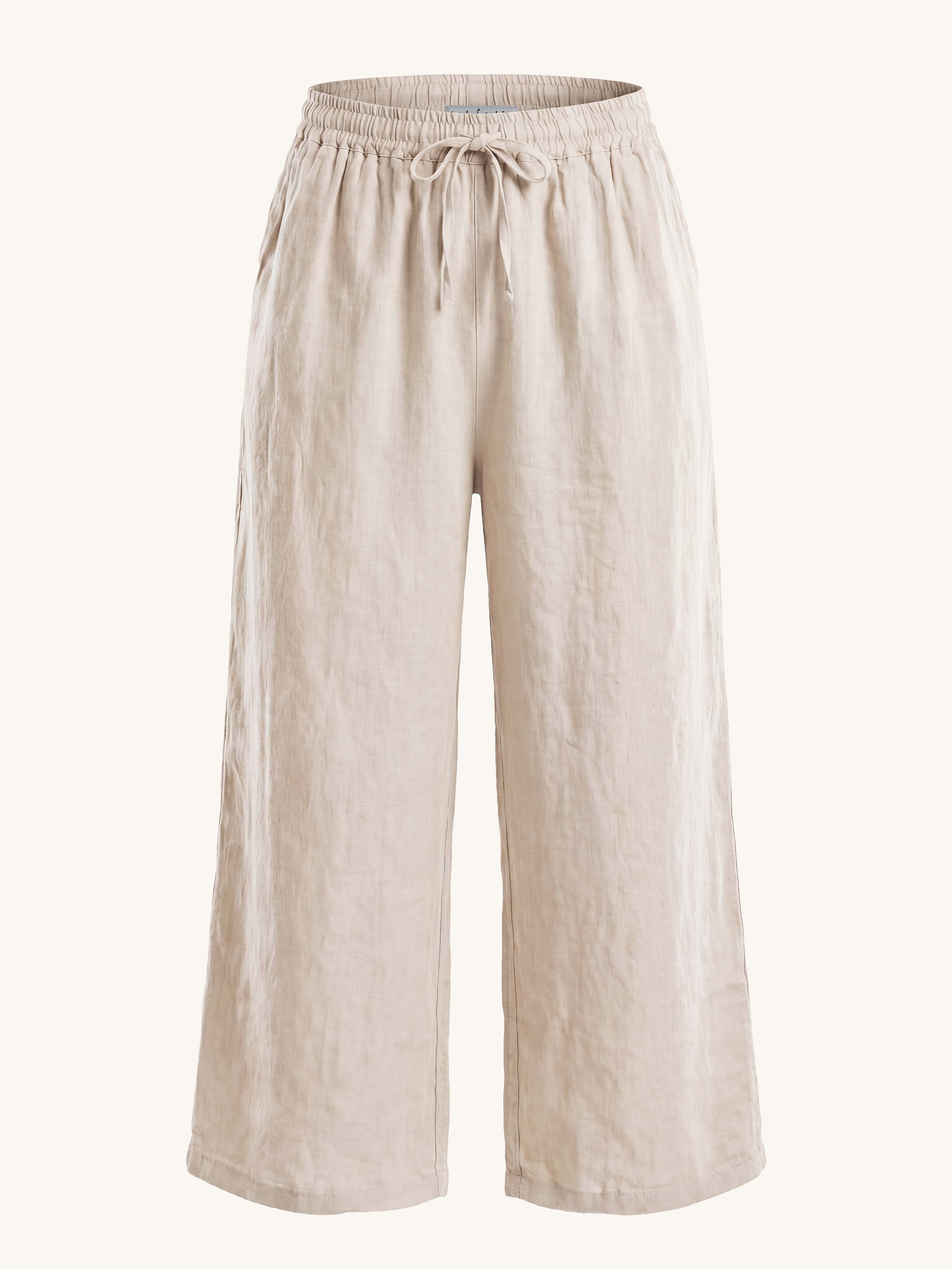 Leinen Palazzo Hose - Beige