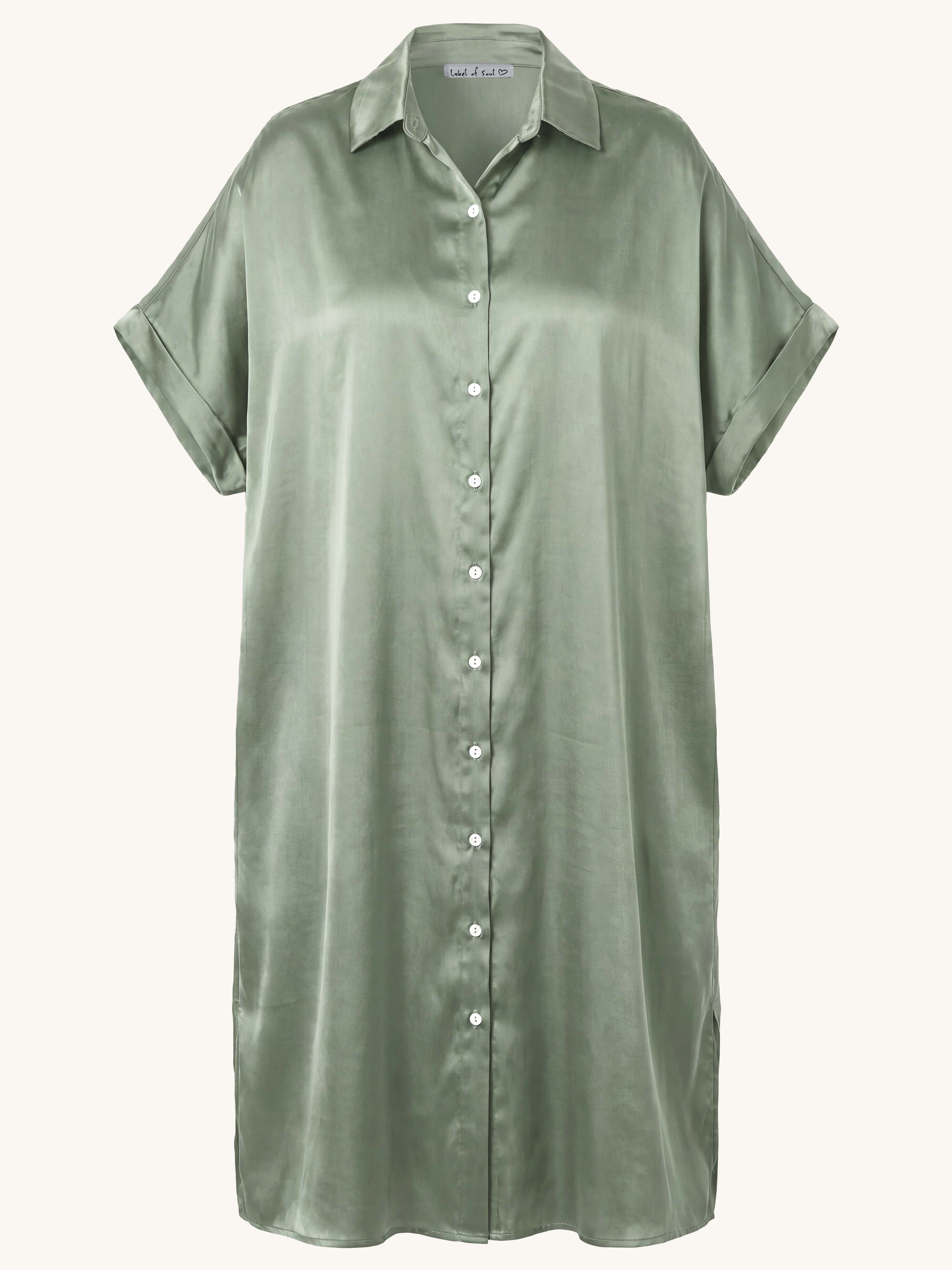 Viskose Oversize Kurzarm Blusenkleid - CAPRI - Salbei