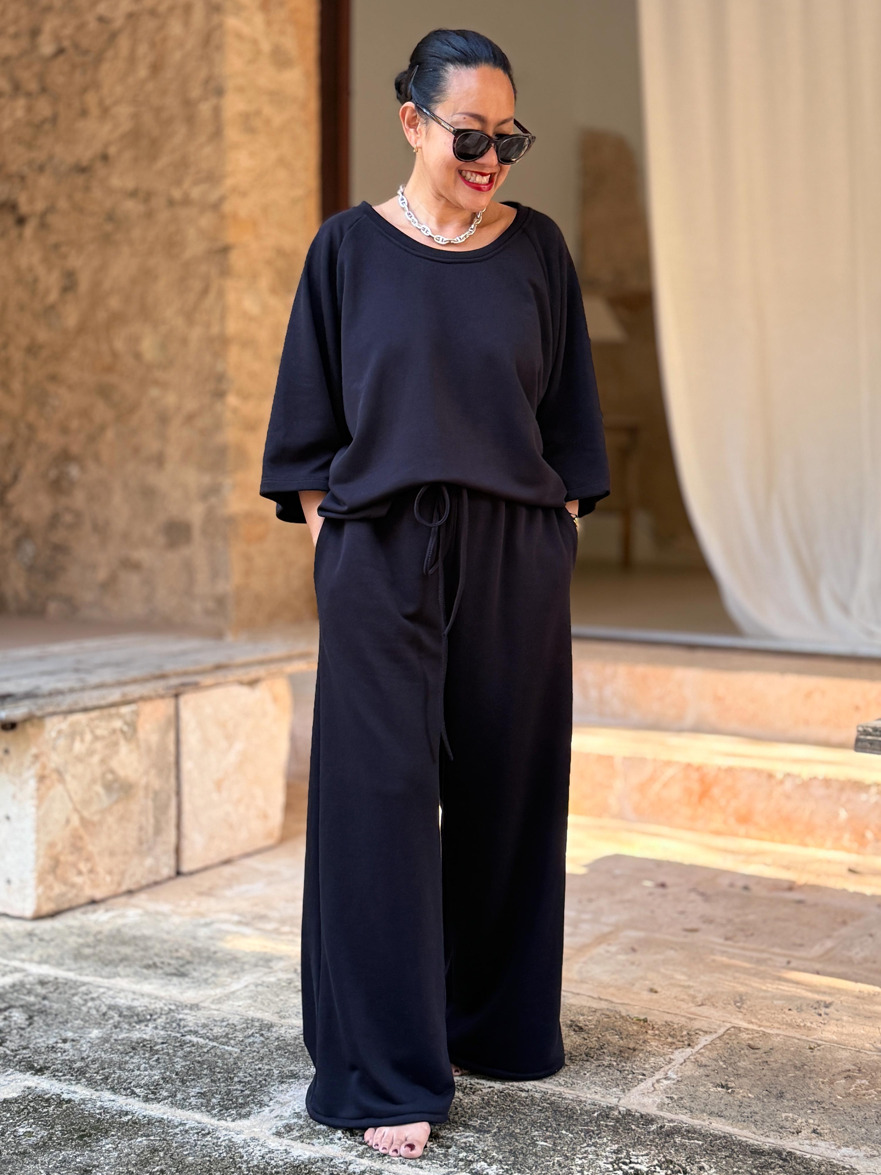 Basic Oversize Palazzo Hose - LOUNGE - REGULAR - Schwarz