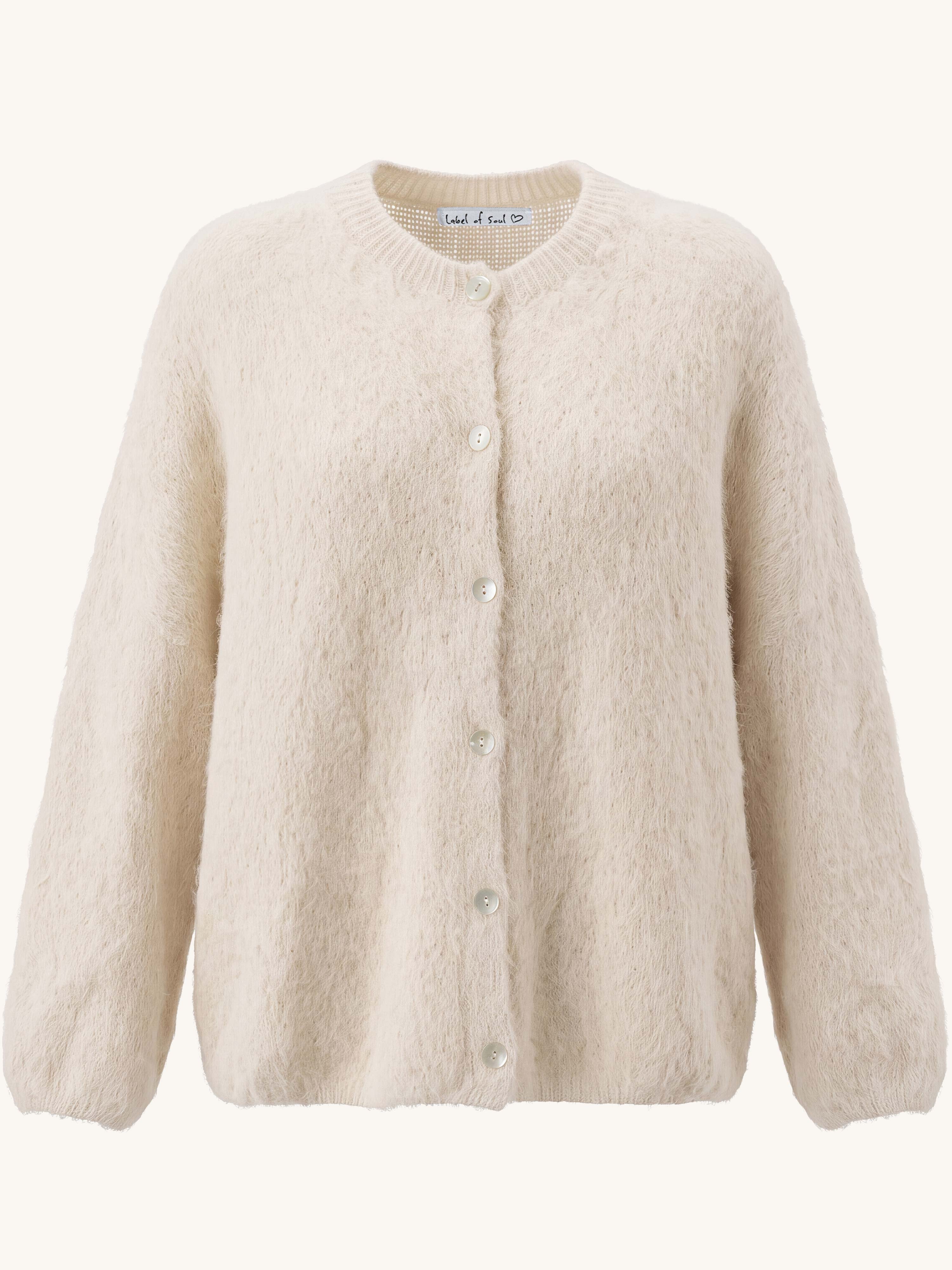 Oversize Strickjacke - FLUFFY - Creme