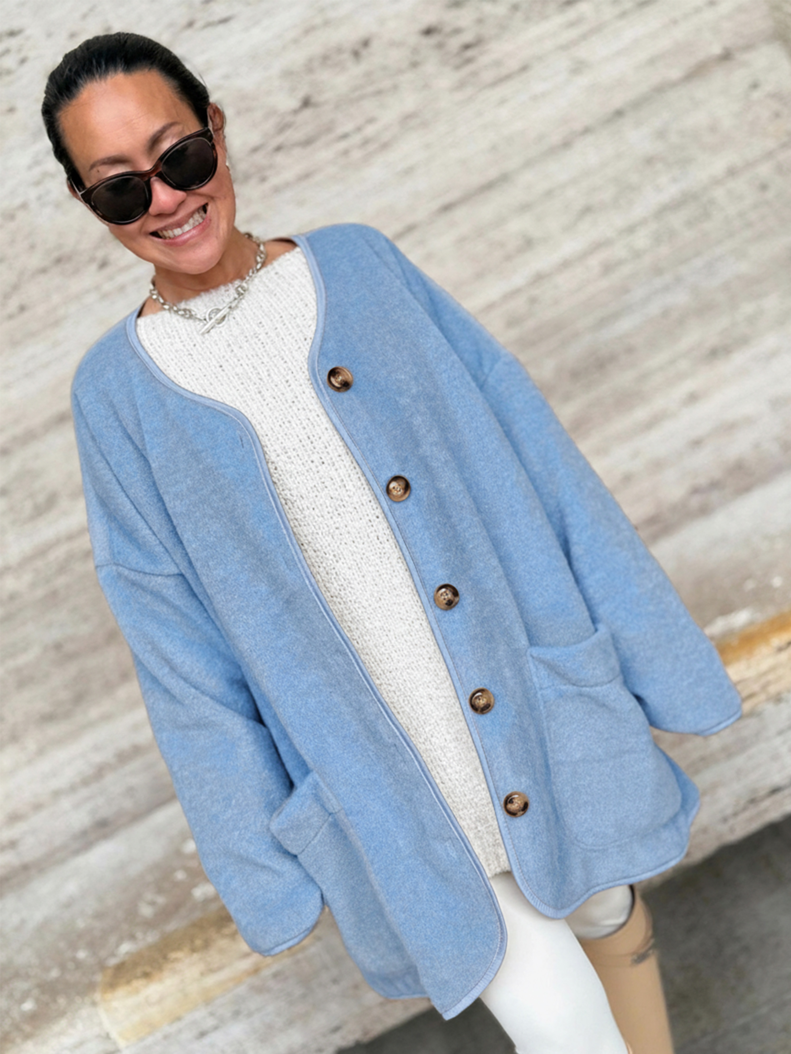 Oversize Jacke Button - SIGNATURE - Blau