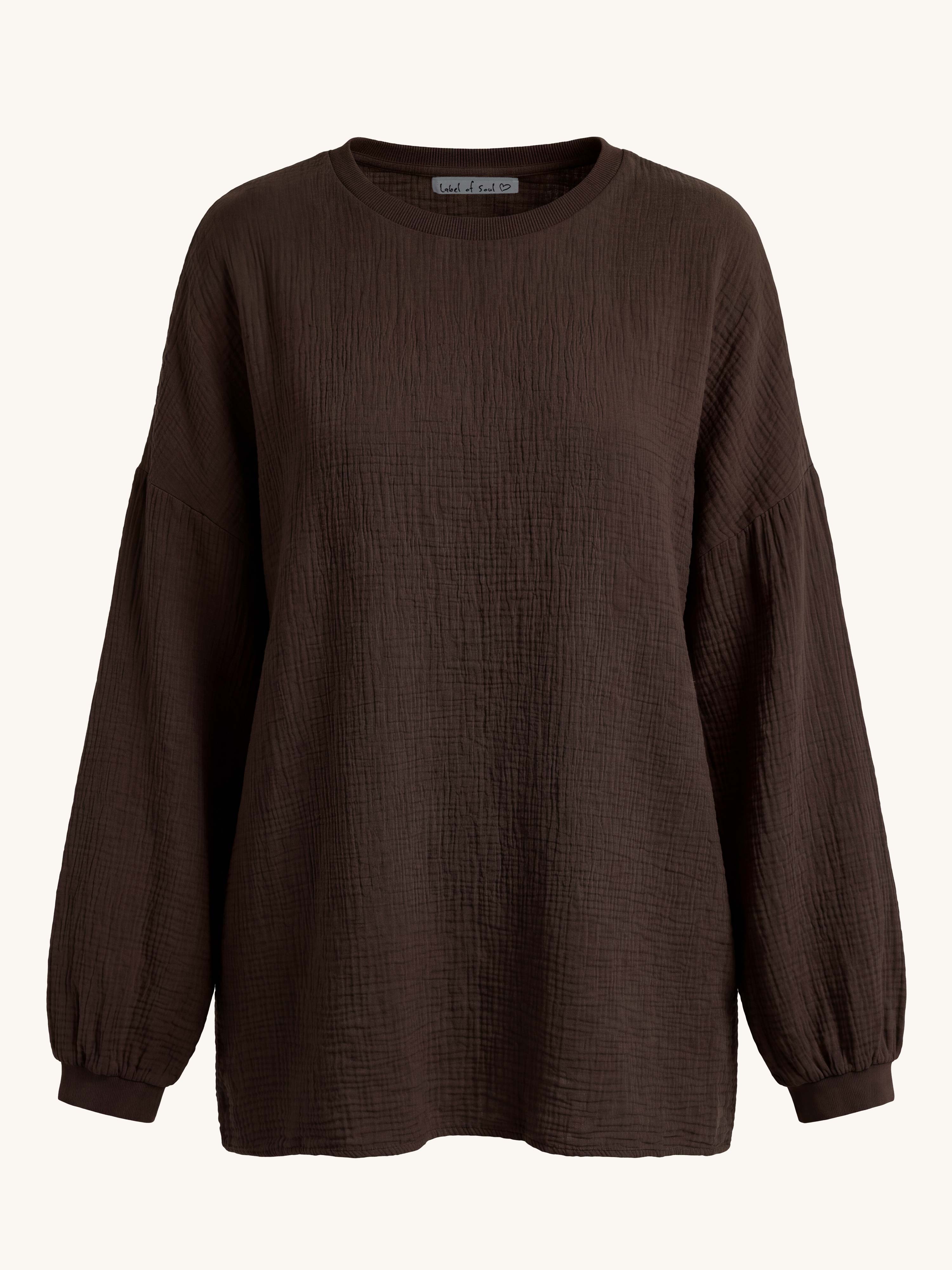 Musselin Oversize Sweatshirt - Schoko