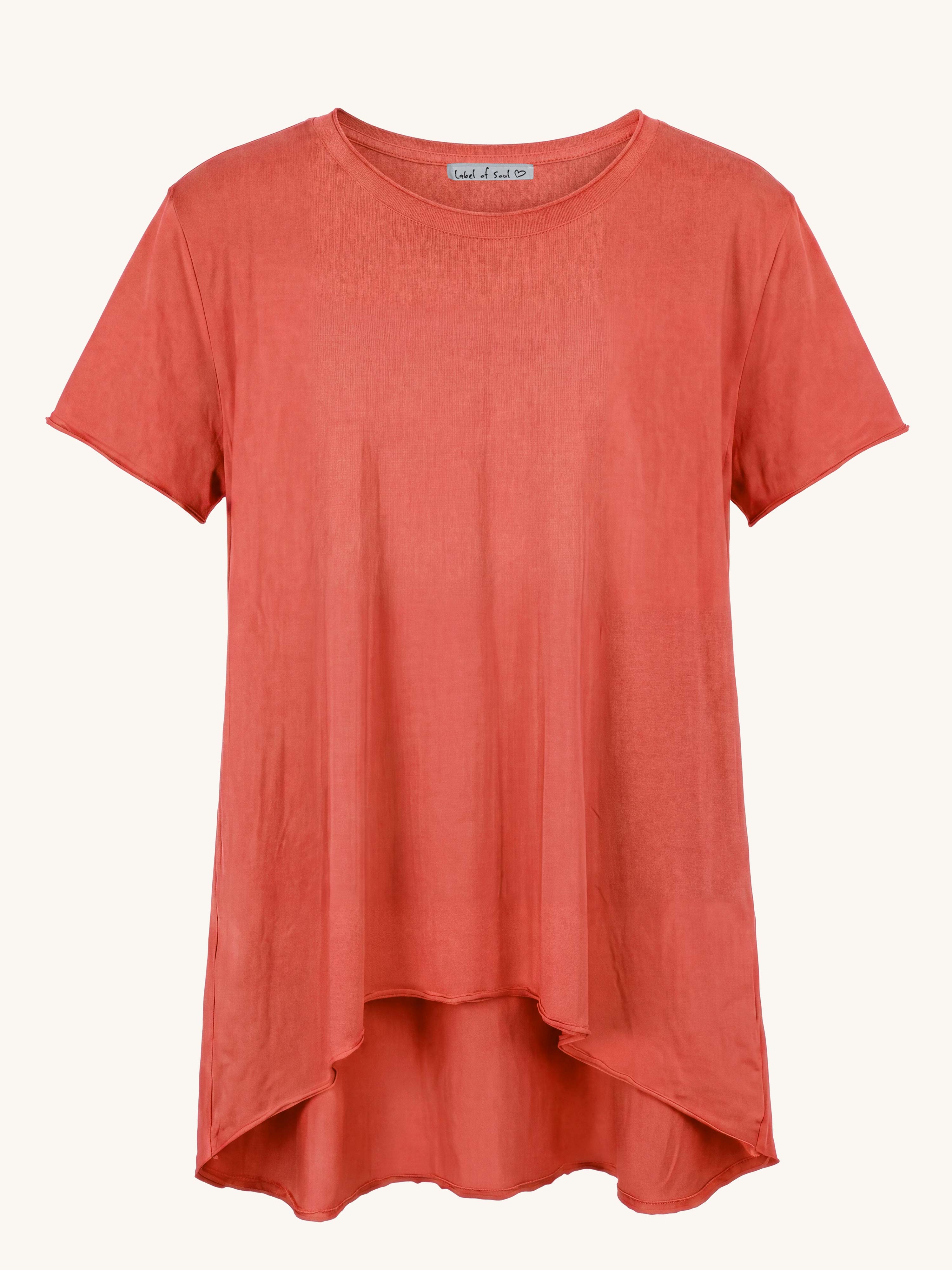 Basic Vokuhila Kurzarmshirt - Rosewood