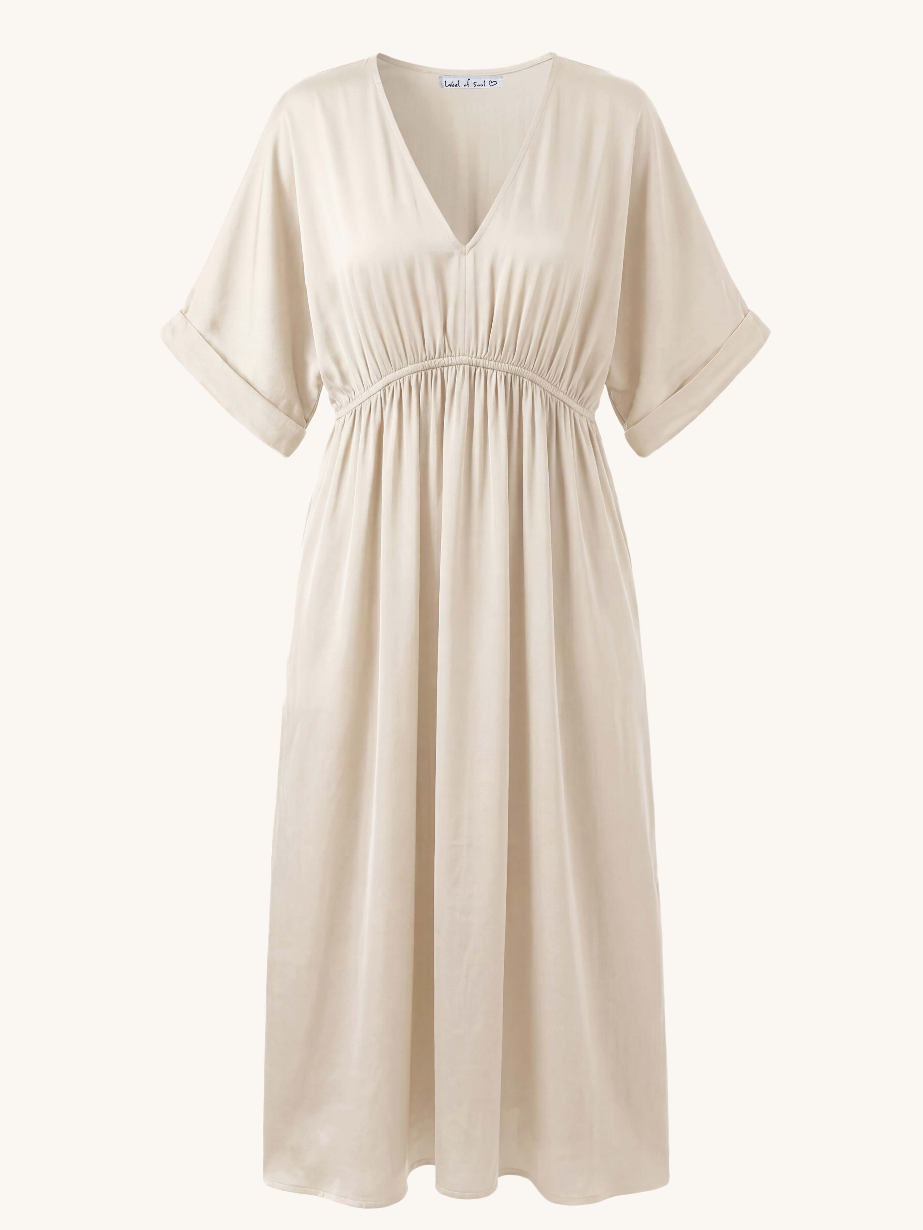 Viskose Kleid mit V-Ausschnitt - CURVY - Vanille