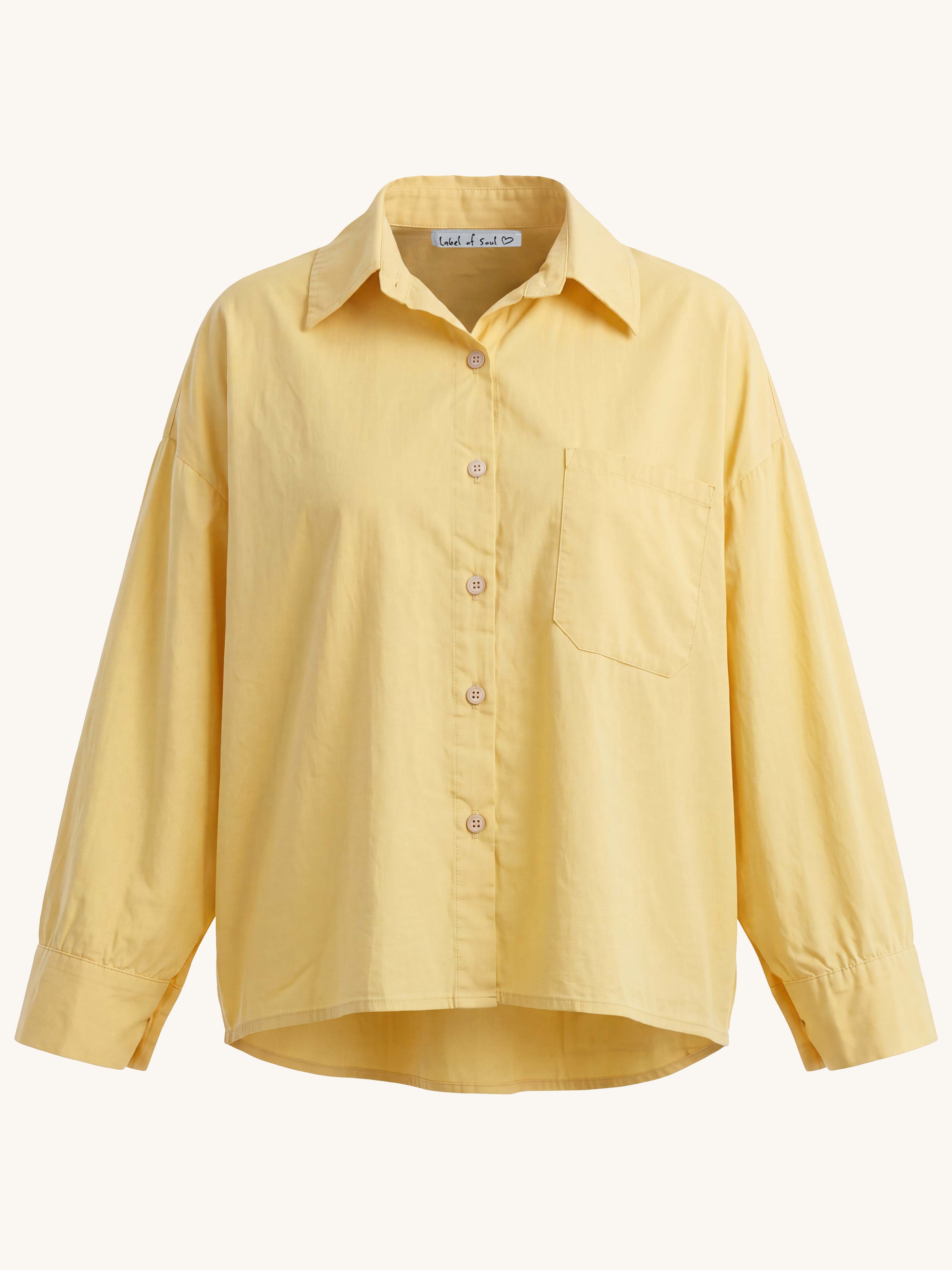Basic Cotton Boxy Bluse - Honey