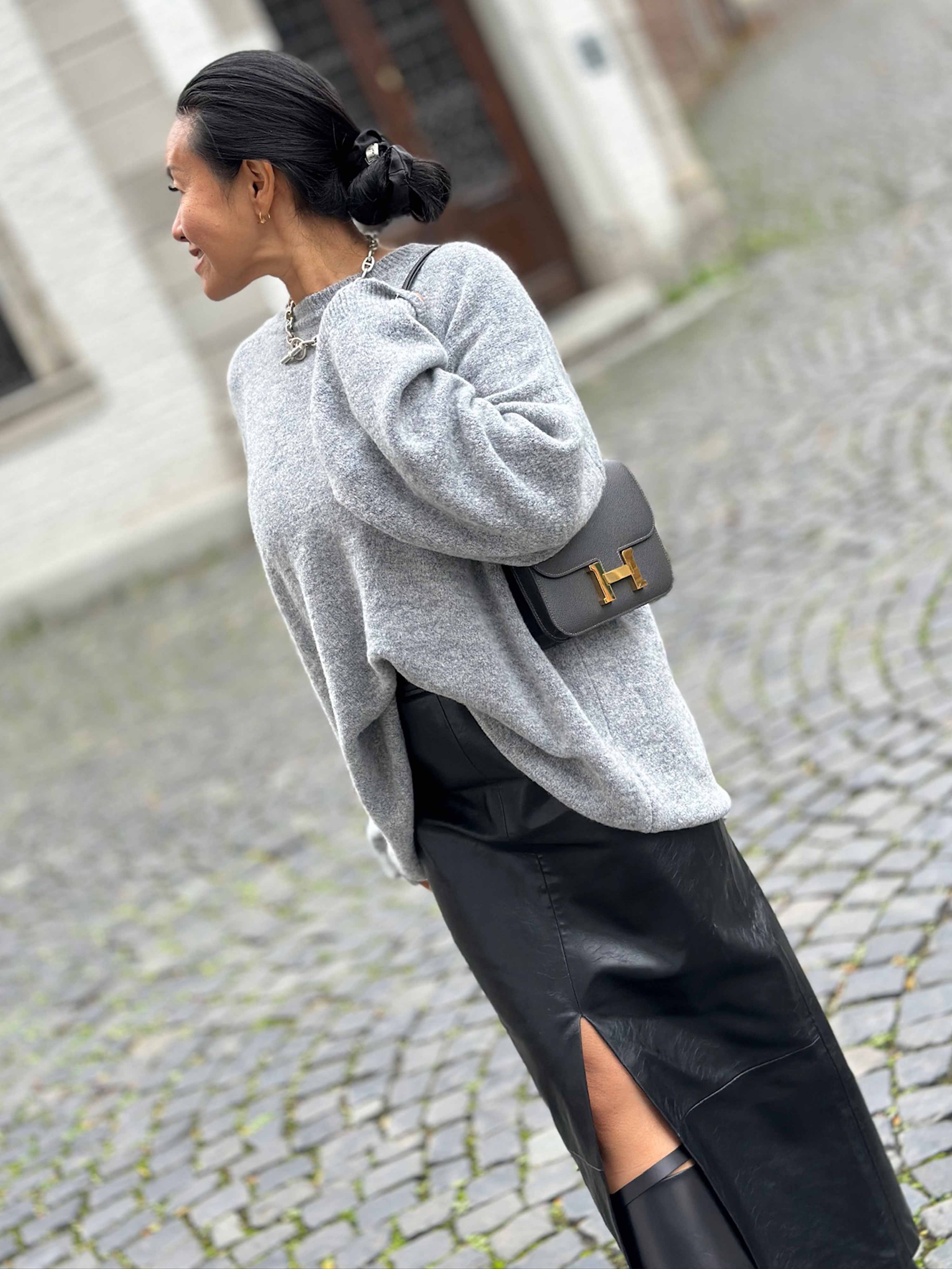 Feiner Rundhals Strickpullover mit Alpakawollanteil - Grau Feiner Rundhals Strickpullover mit Alpakawollanteil - Grau