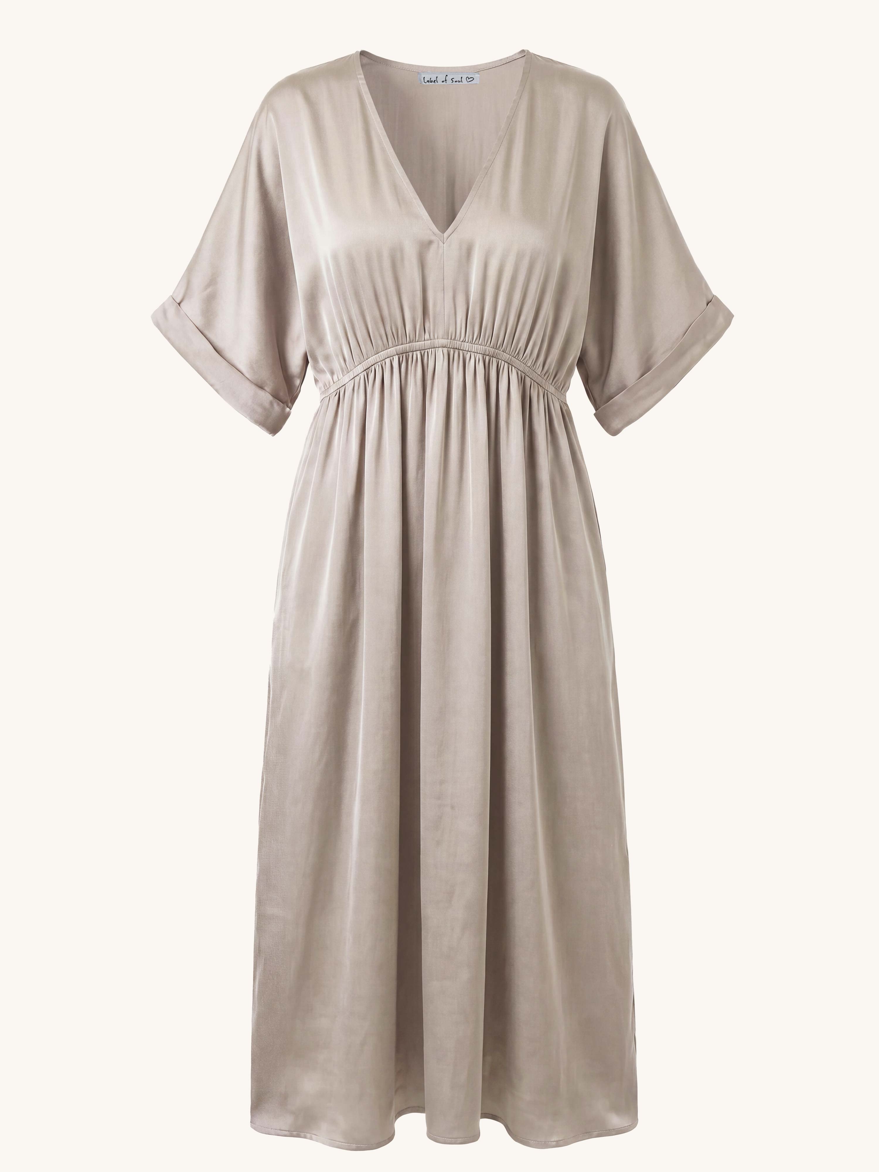 Viskose Kleid mit V-Ausschnitt - ONESIZE - Taupe