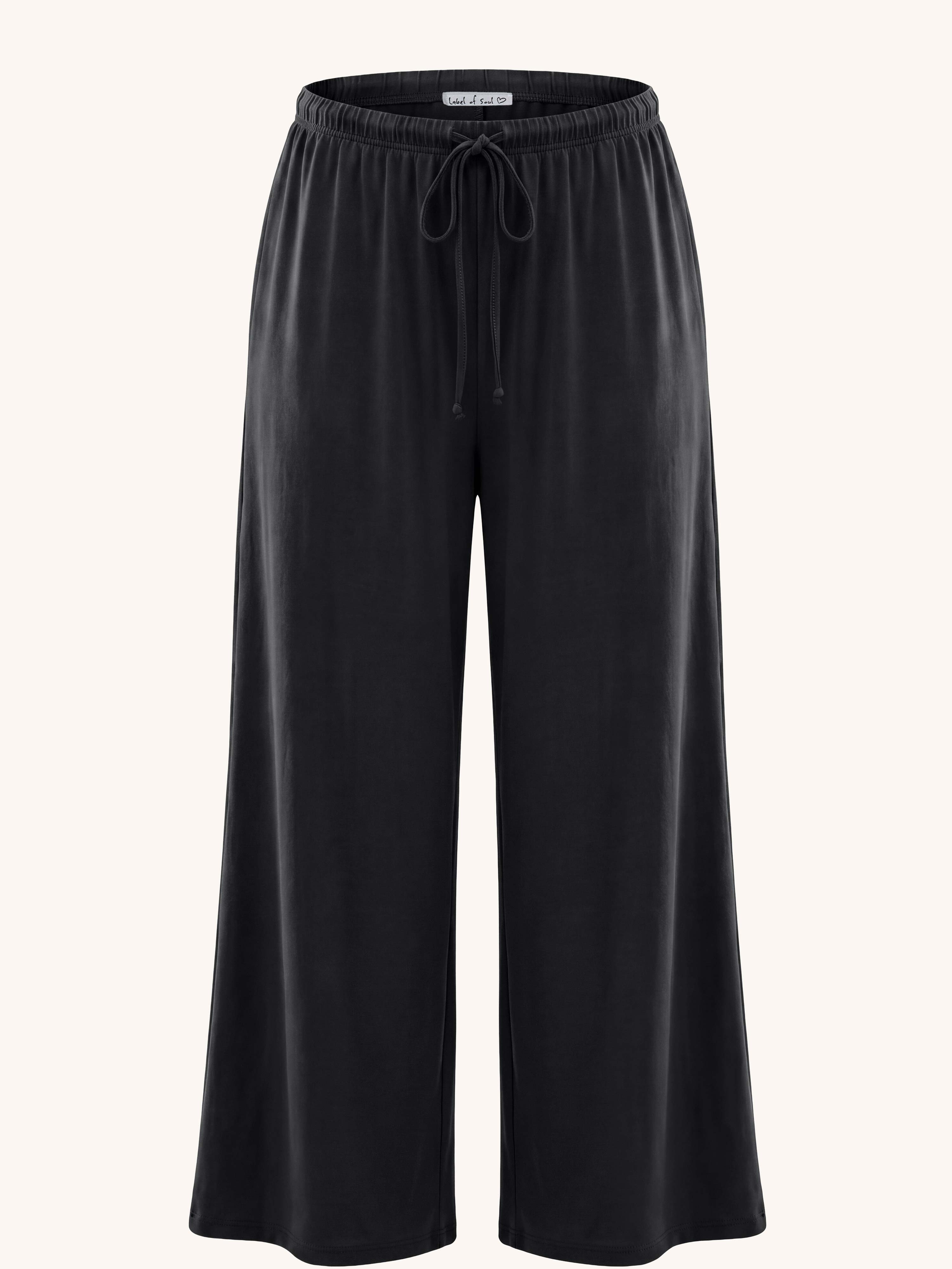 Basic Oversize Loungewear Palazzo Hose - LONG - Schwarz