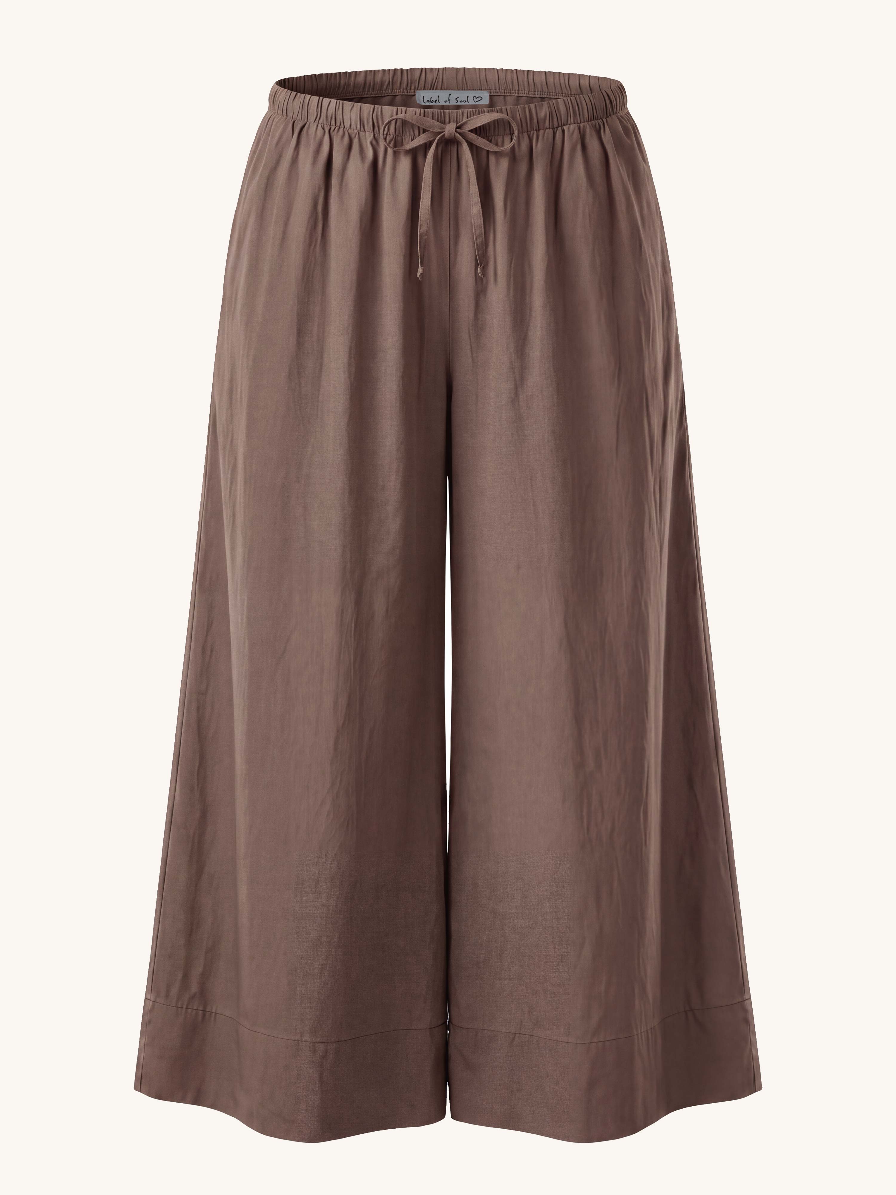 Basic Oversize Cotton Palazzo Hose - Fango