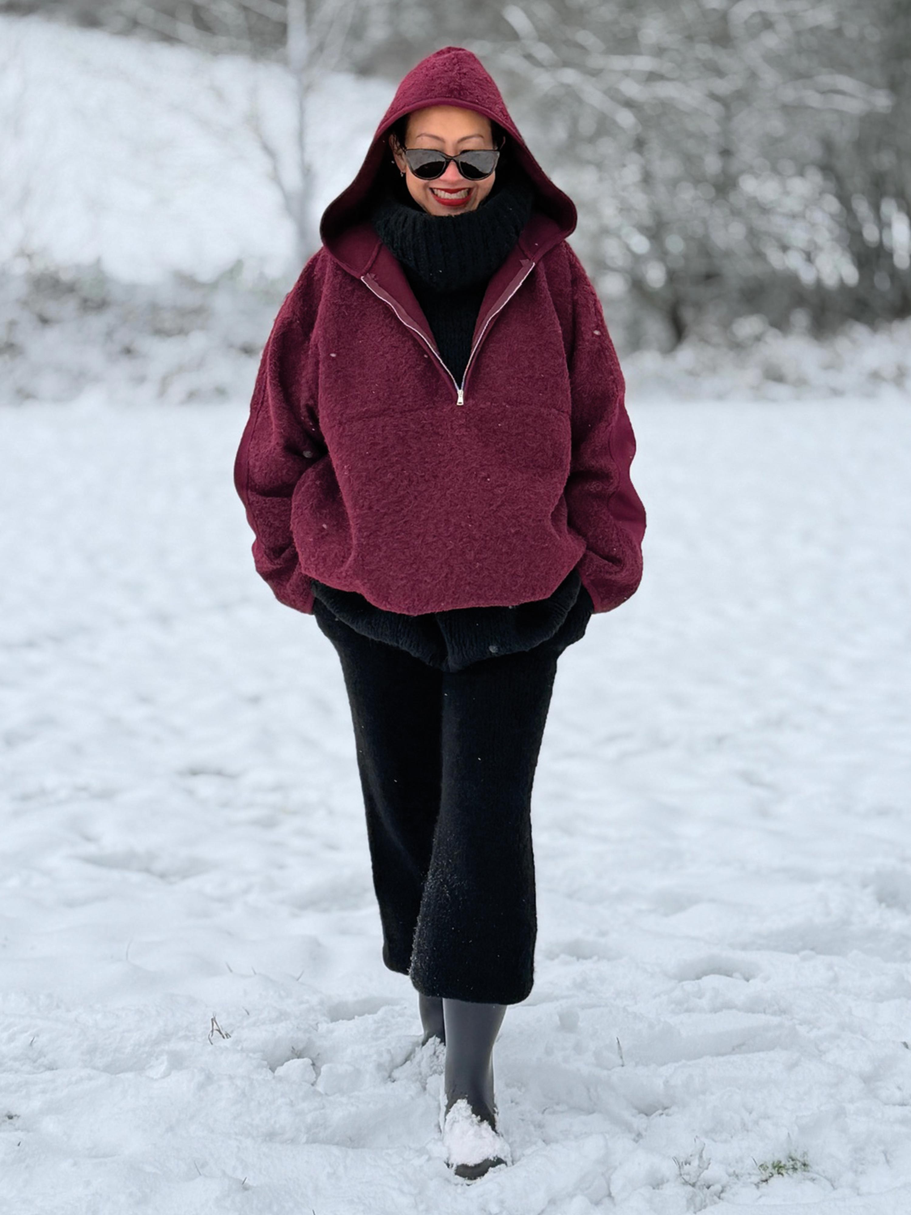 Unisex Oversize Hoodie Halfzip - HENRY - Burgundy