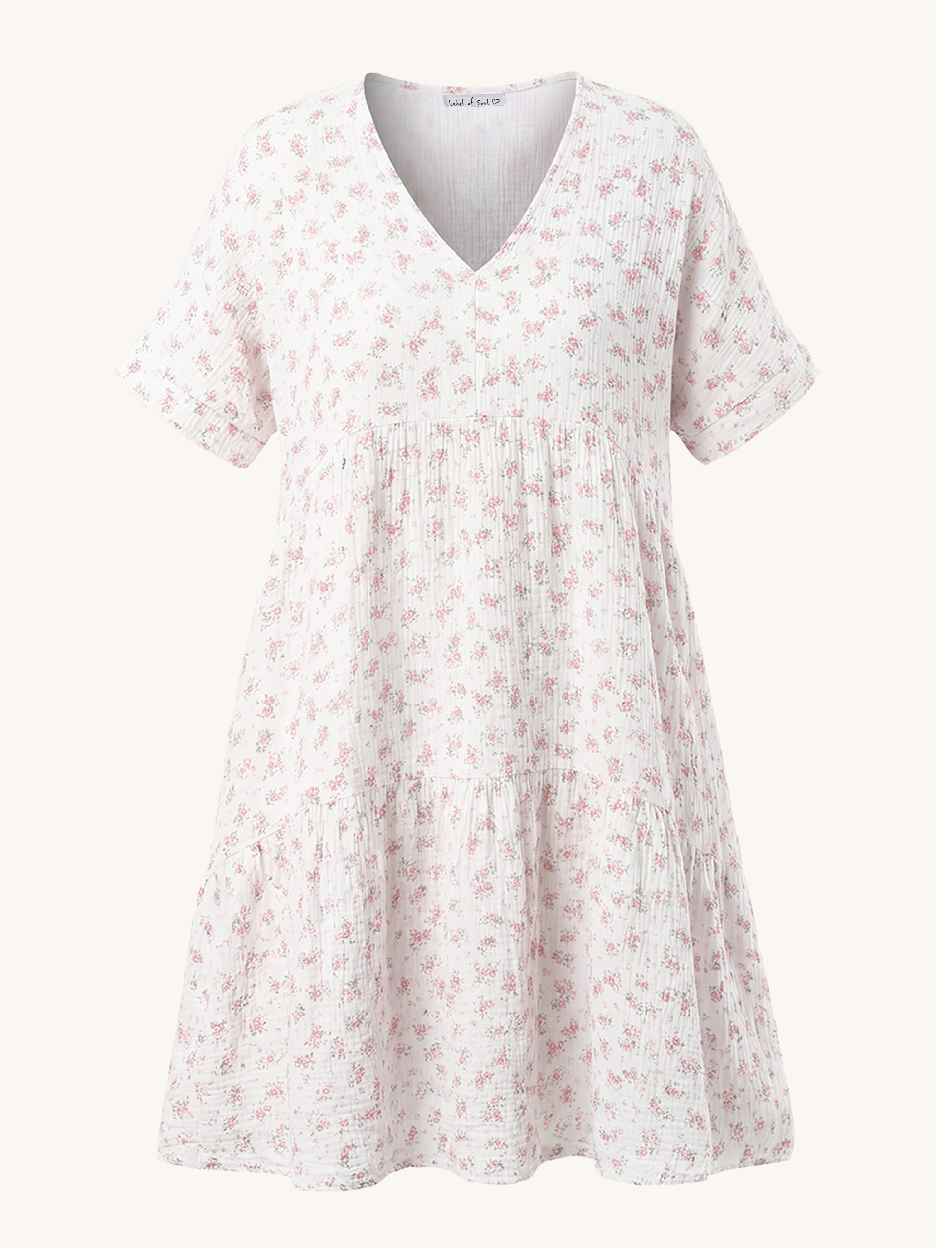 Musselin Tunika Long mit V-Ausschnitt - Bloomy