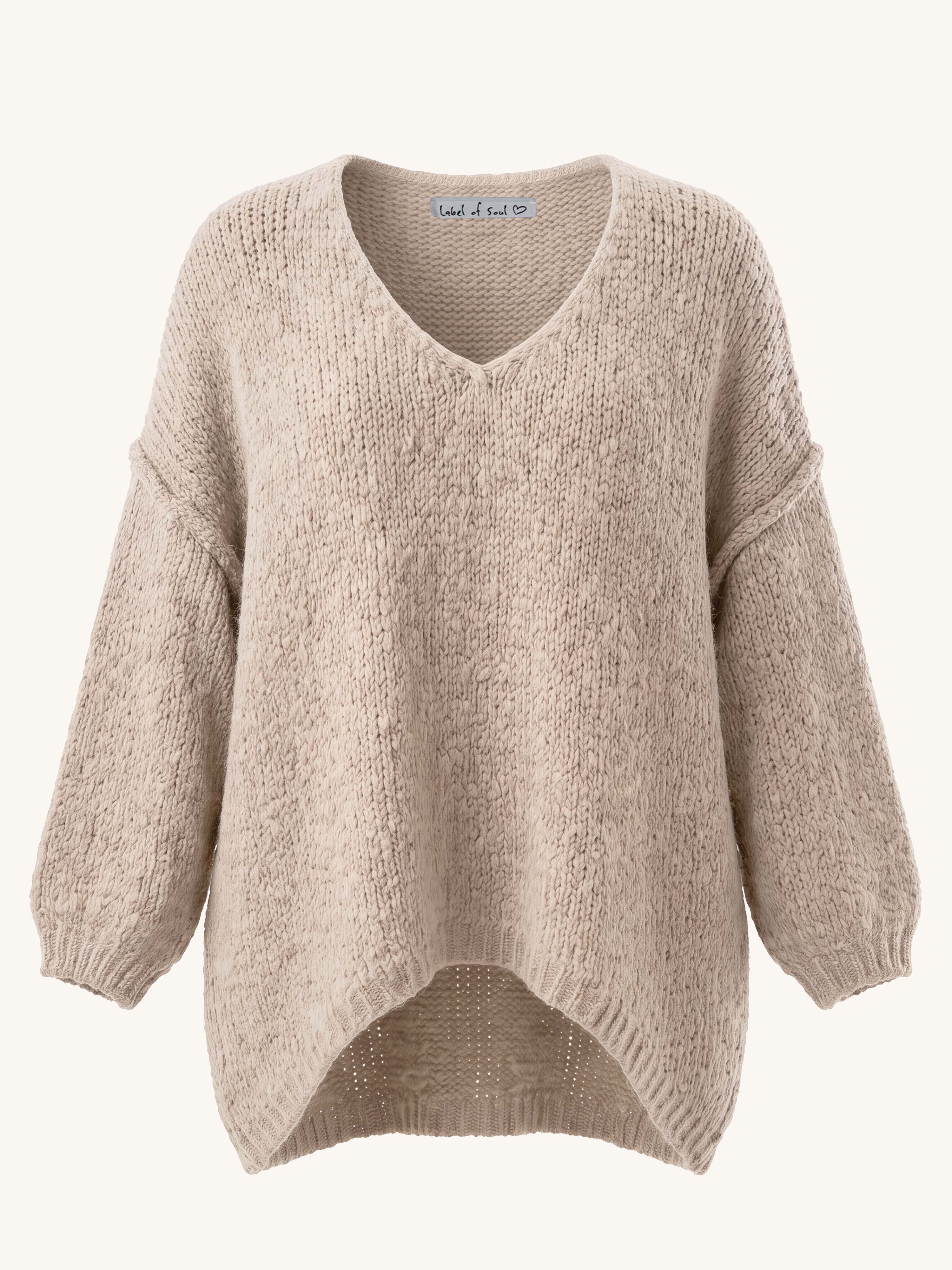 Oversize Vokuhila Strickpullover - FLAUSCHI - Oatmeal