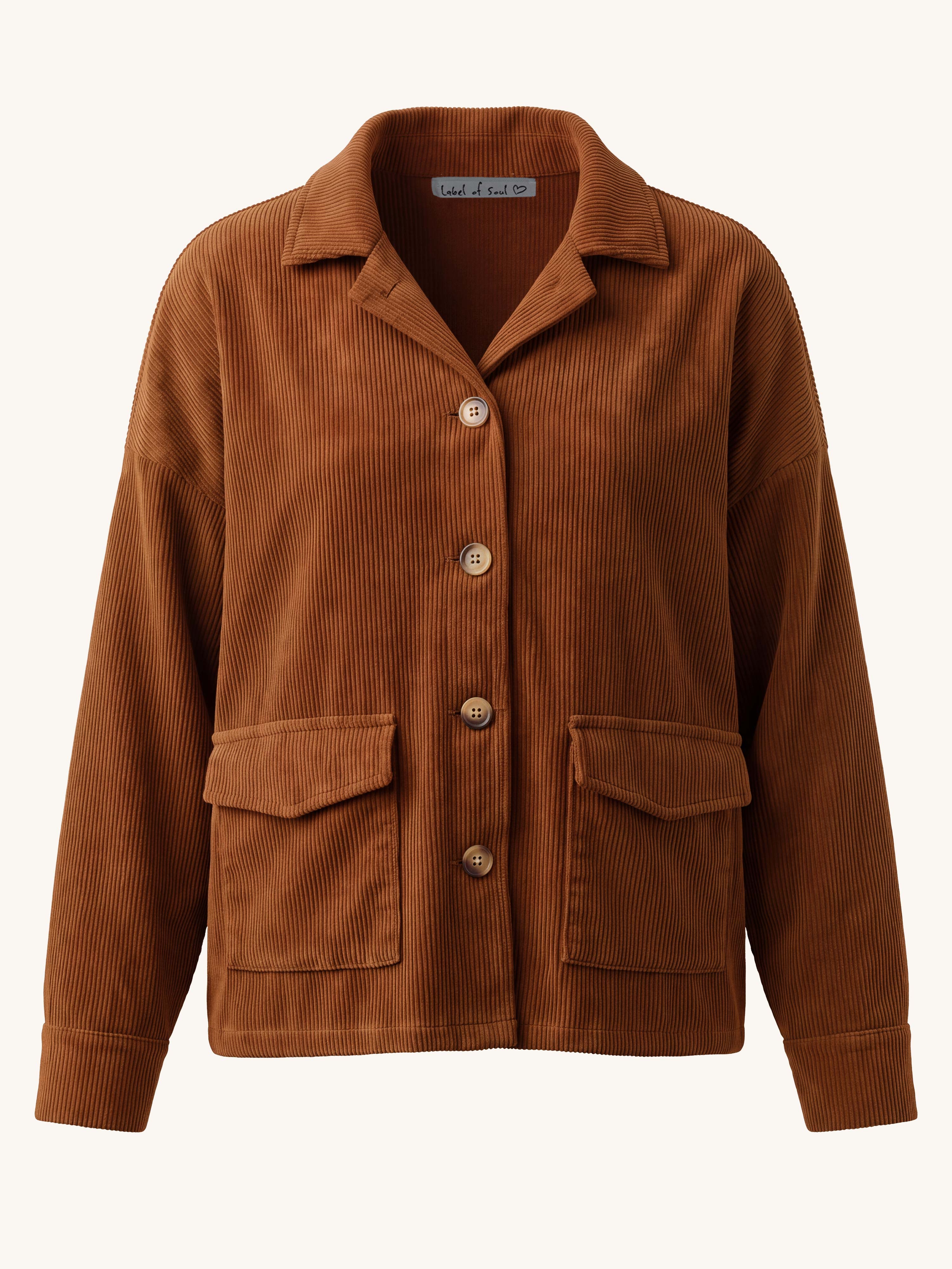 Cord Overshirt Jacke - Terracotta