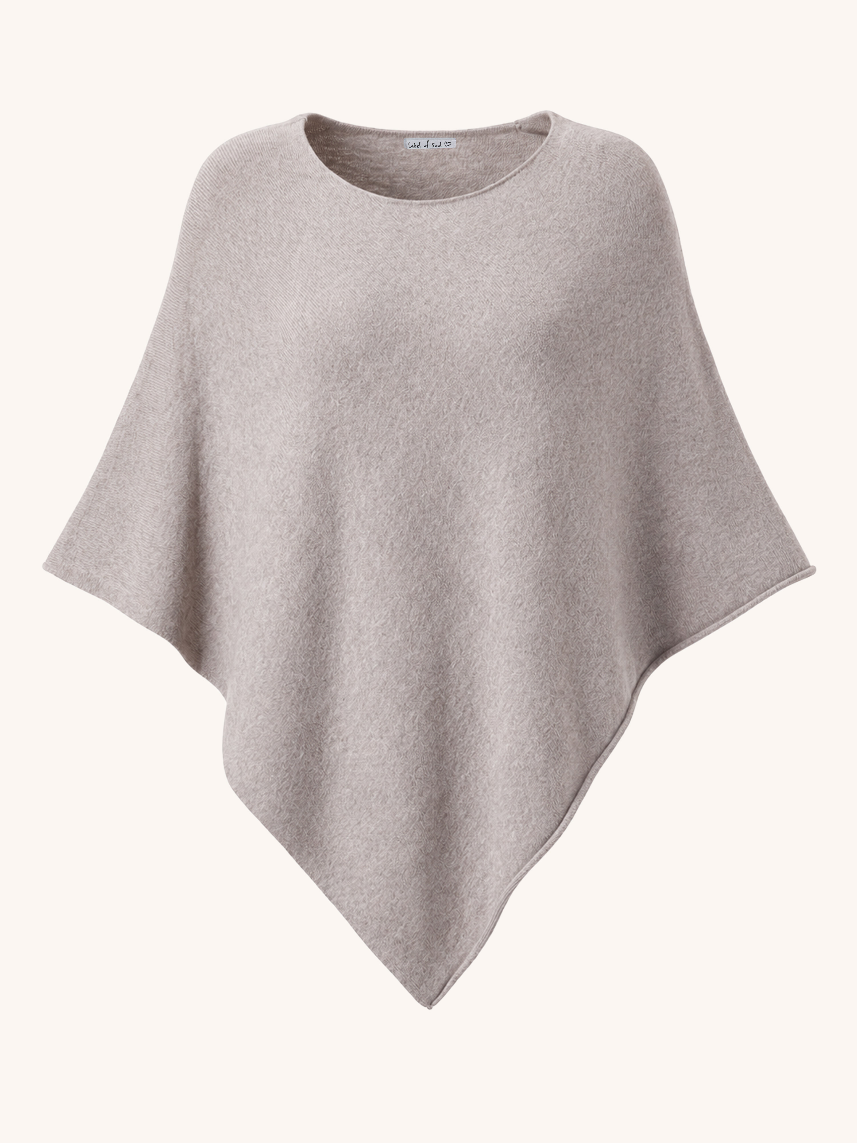 Oversize Viskose Strick Poncho Cape - Taupe