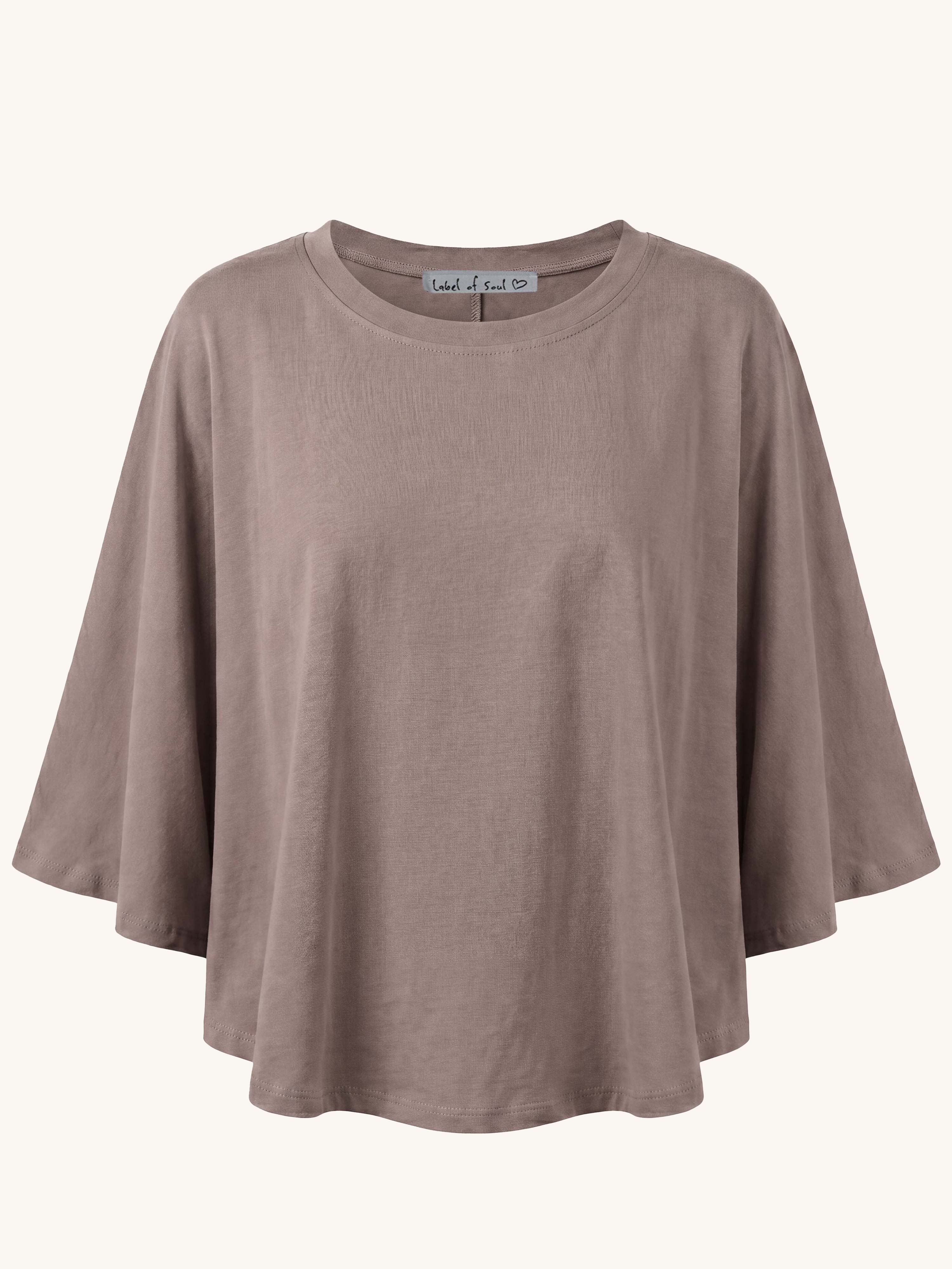 Basic Oversize Kurzarm Poncho Shirt - CURVY - Taupe