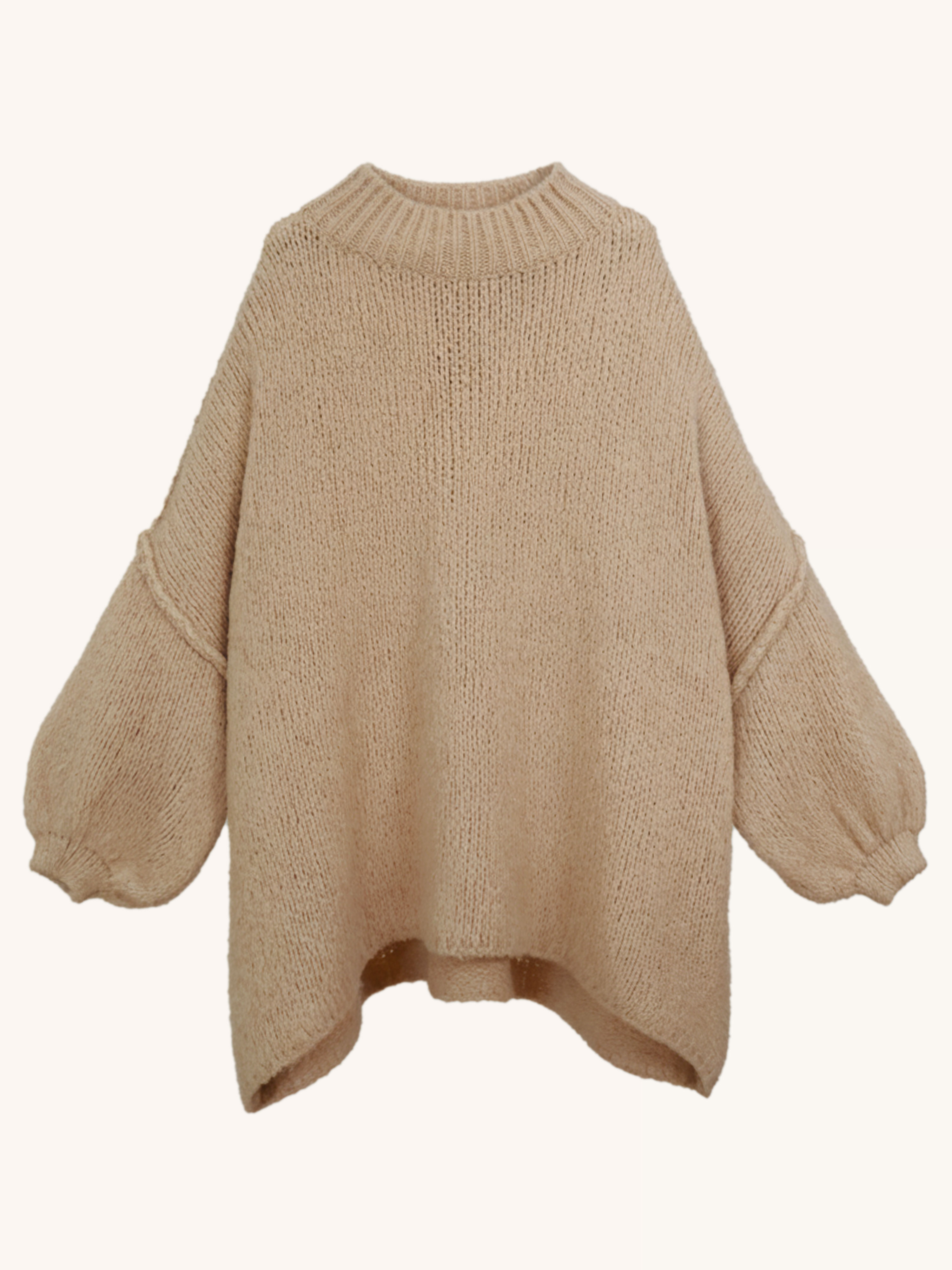 Oversize Strickpullover mit Stehkragen FLAUSCHI - TALL - Camel