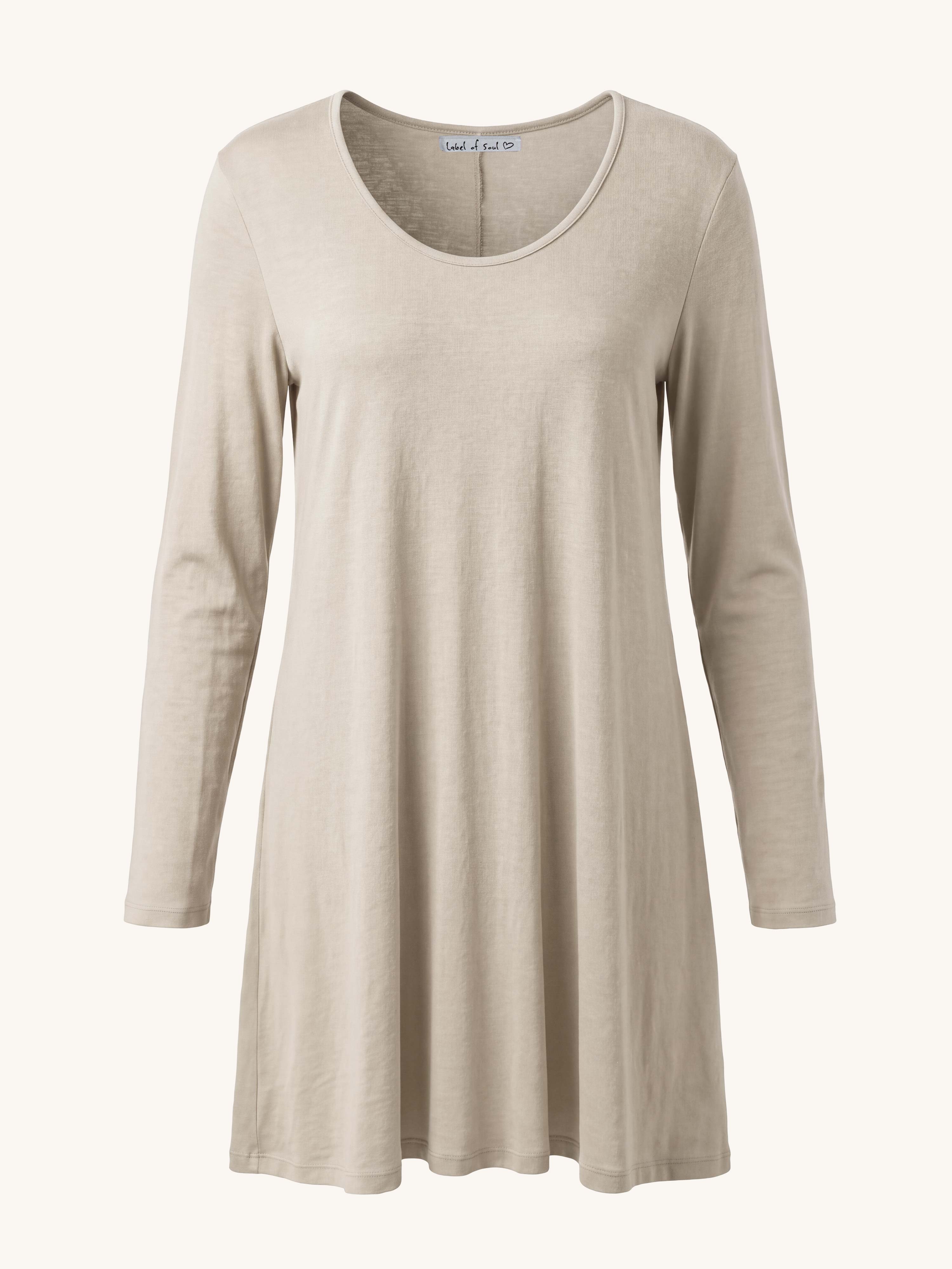 Basic Soft Longshirt in A-Linie - CURVY - Beige