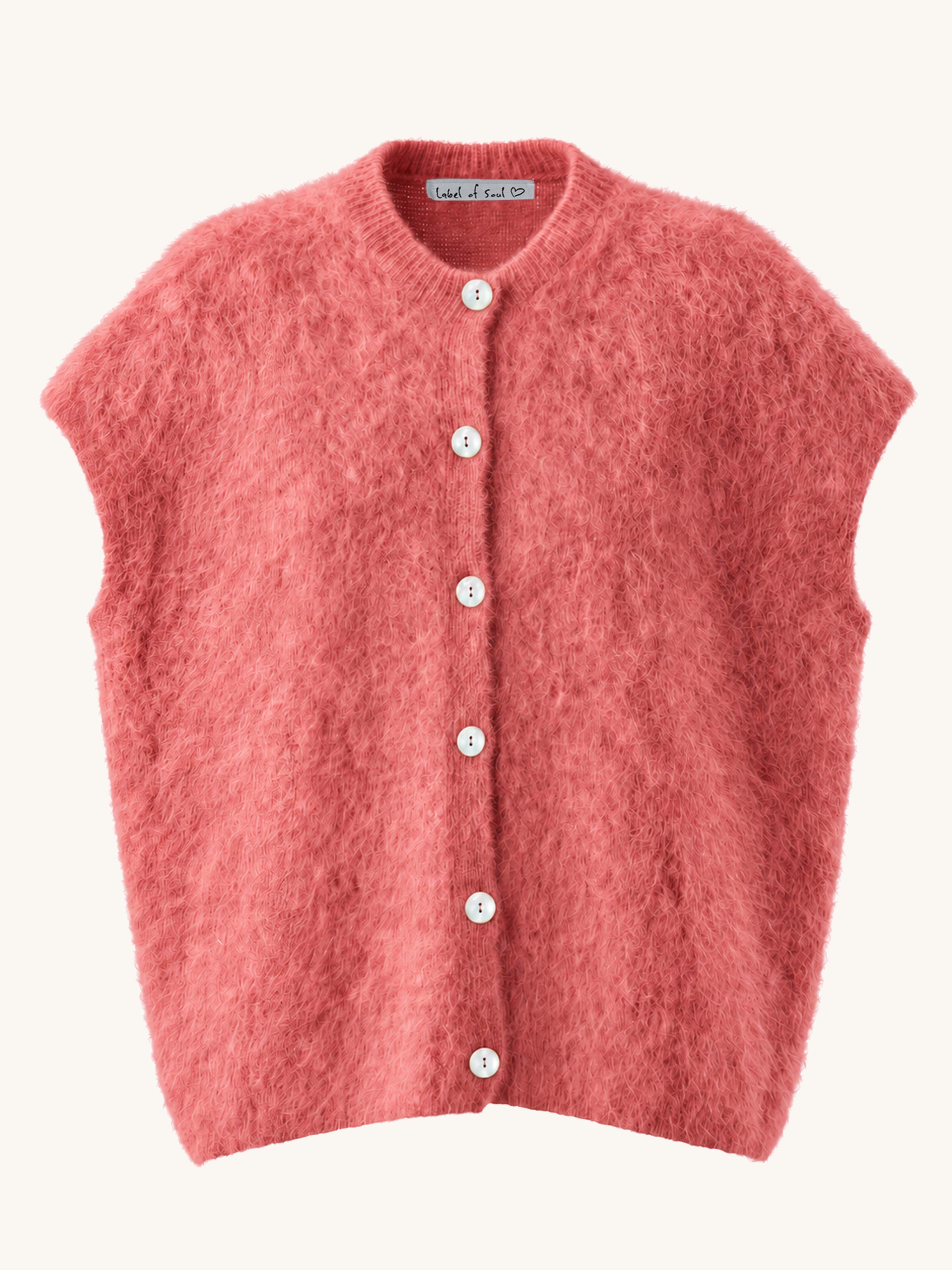 Oversize Strickweste - FLUFFY - Koralle