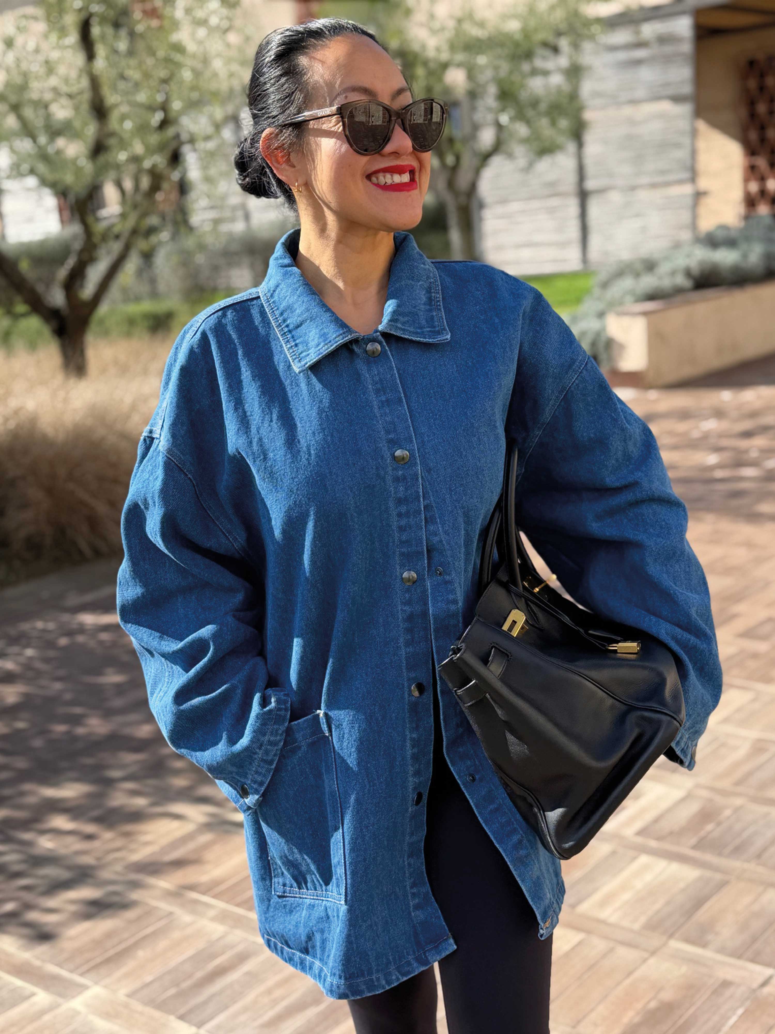 Denim Overshirt Jacke mit Taschen - Denim Blue
